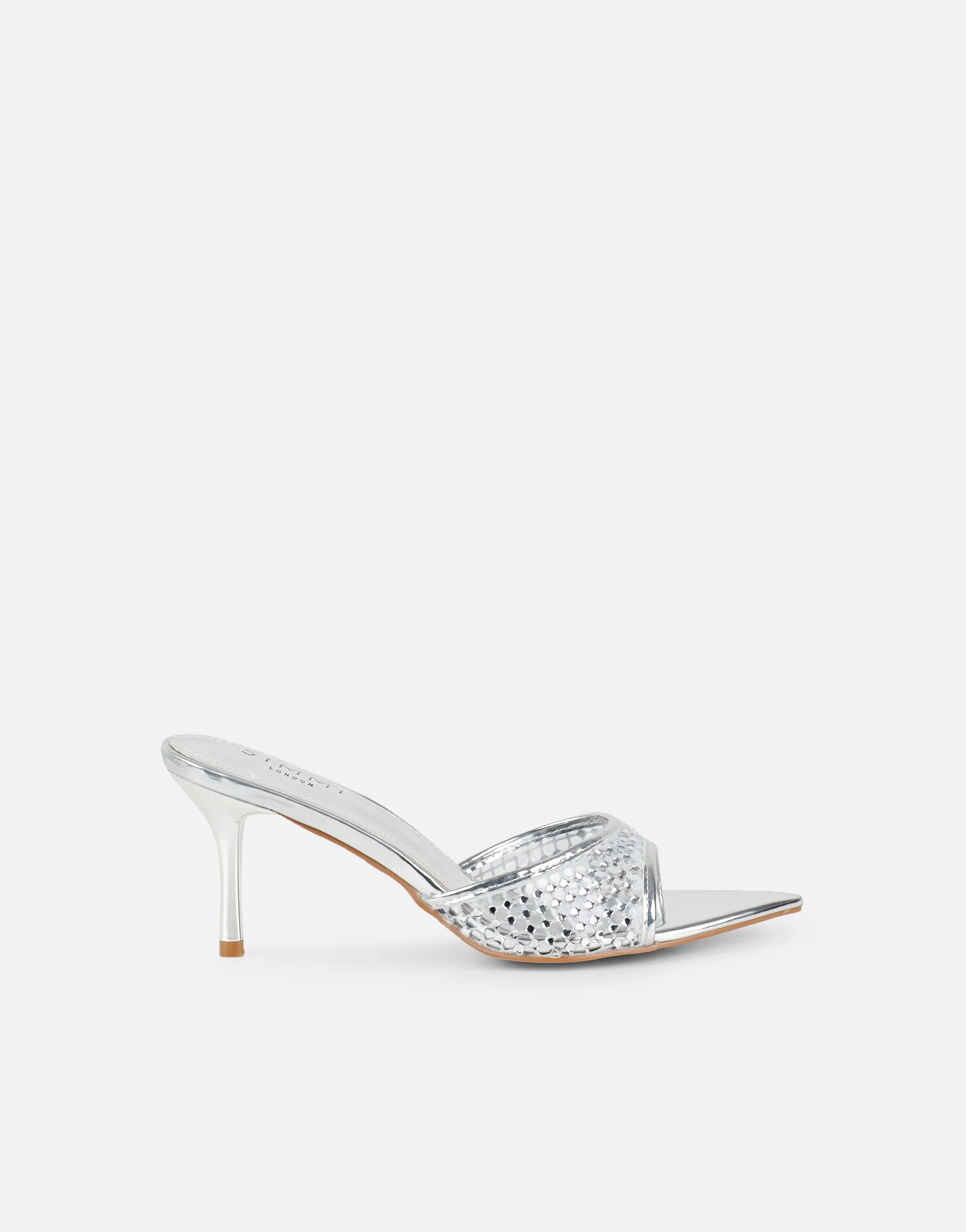 Juni Silver Diamante Mesh Mules - Image 2