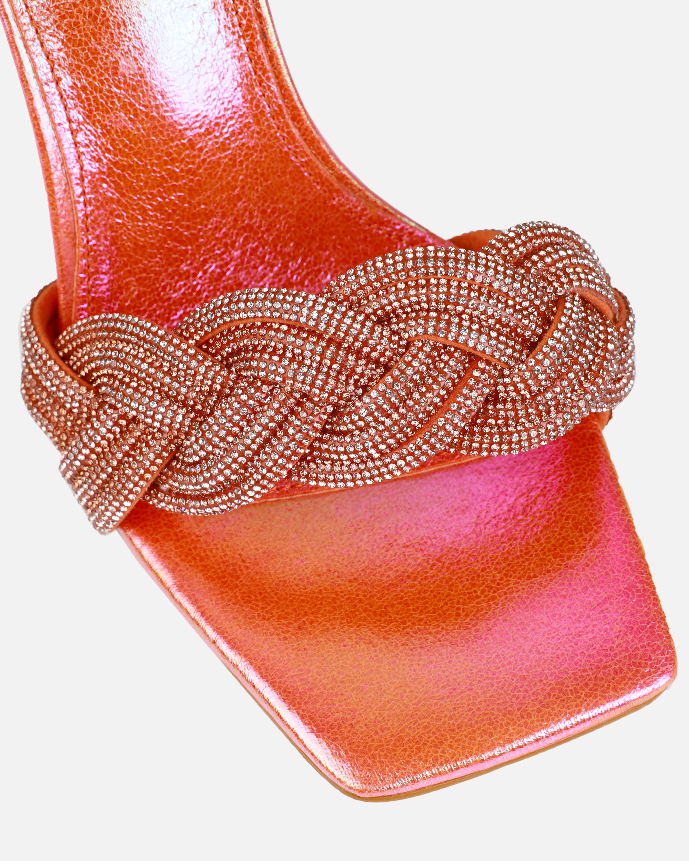 Juno Orange Ombre Iridescent Diamante Mules - Image 4