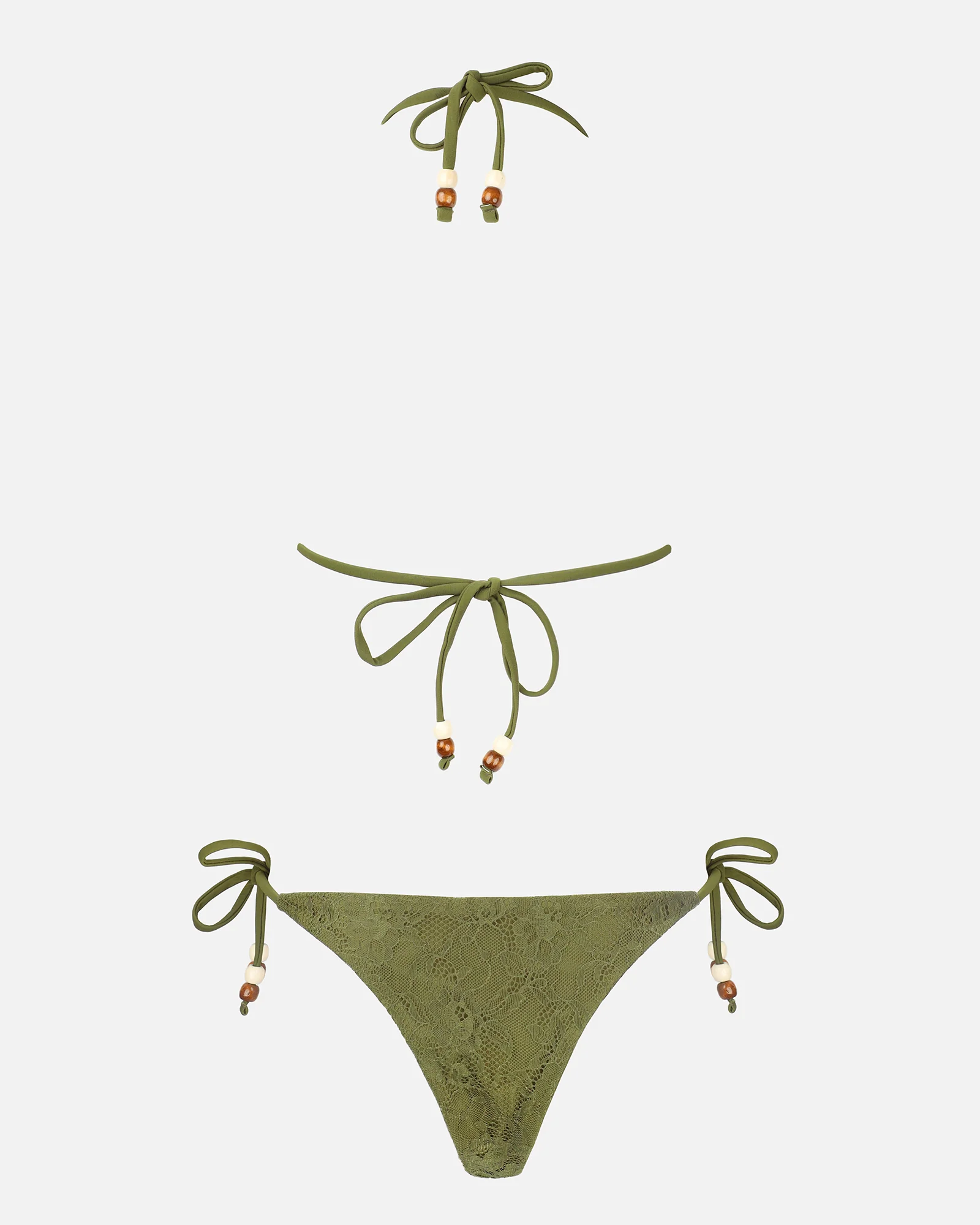 KALARI KHAKI LACE BEADED BIKINI SET - Image 6