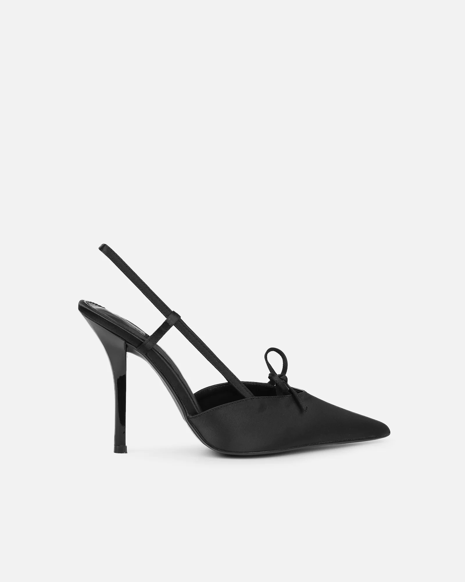 Klara black satin bow detail court shoes - Image 2