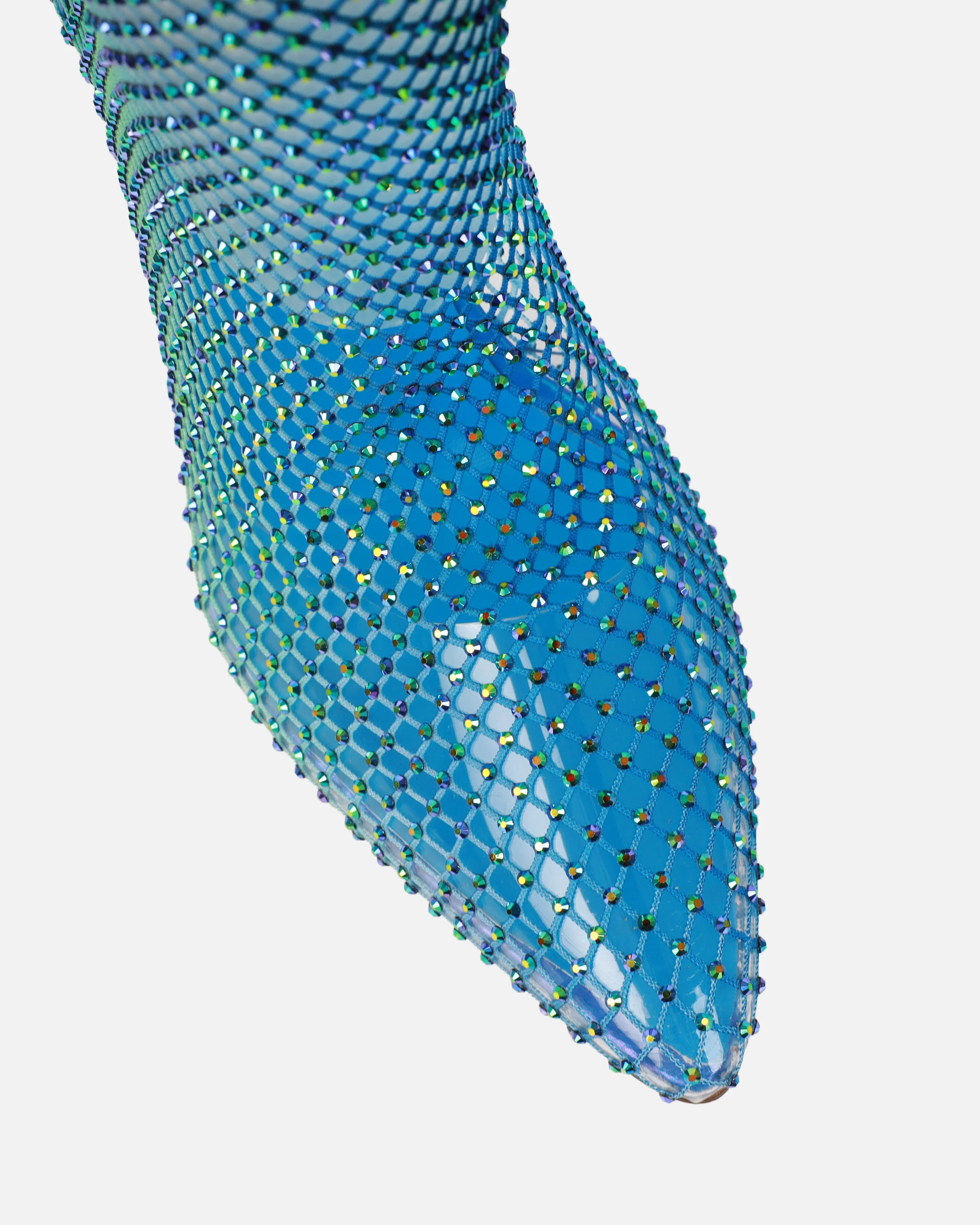 Krystal Blue Ombre Diamante Fishnet Heels - Image 4