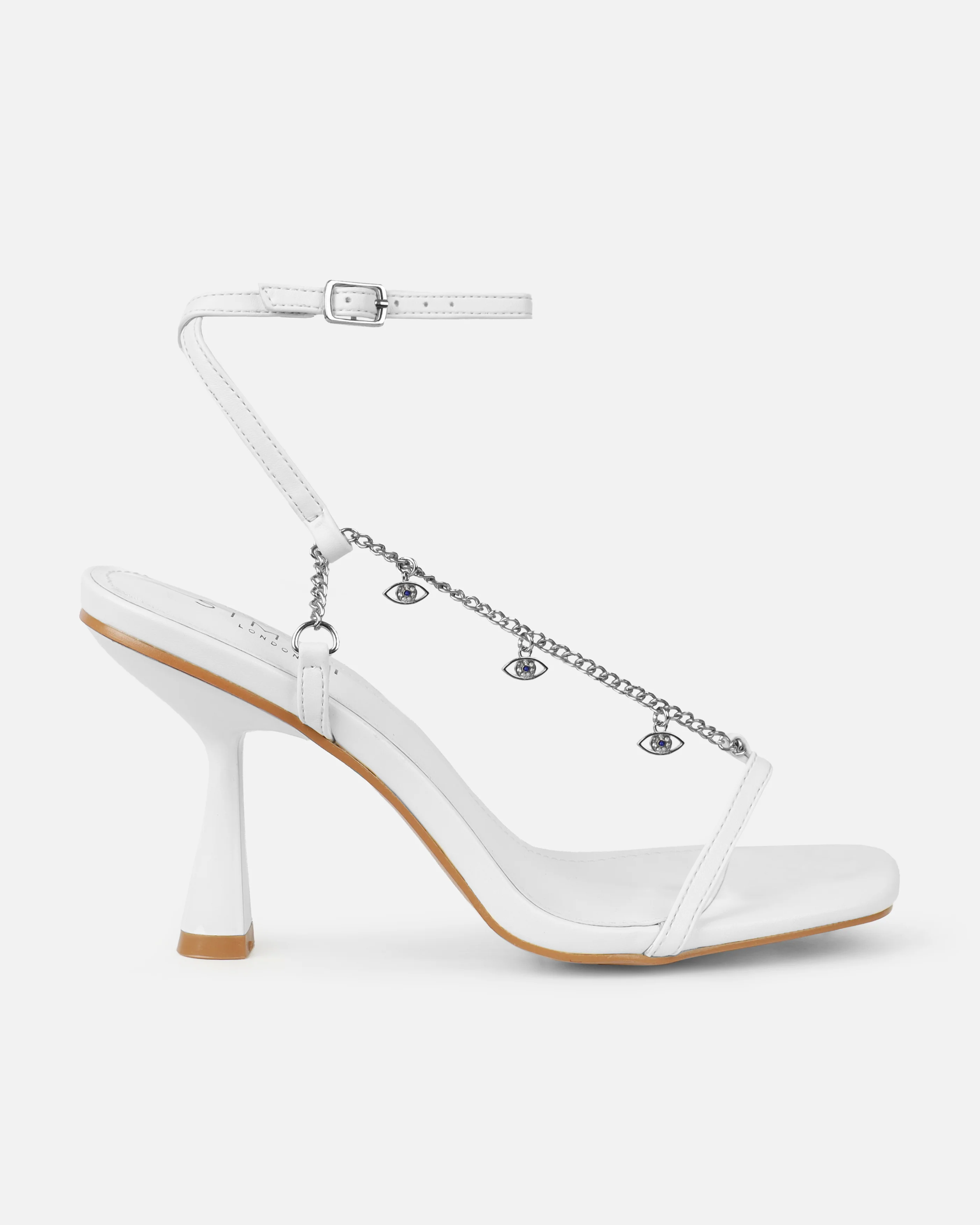 Lainaa White Evil Eye Charm Mid Heel Sandals - Image 2