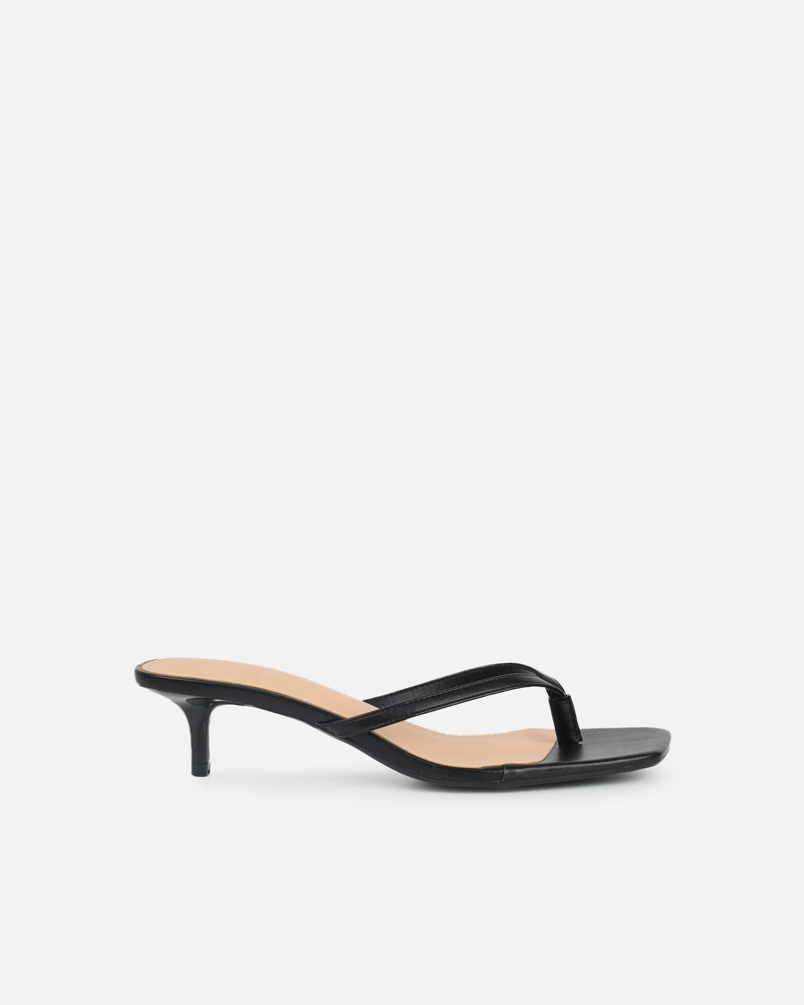 Laura Black Toe Thong Kitten Heeled Sandals - Image 2
