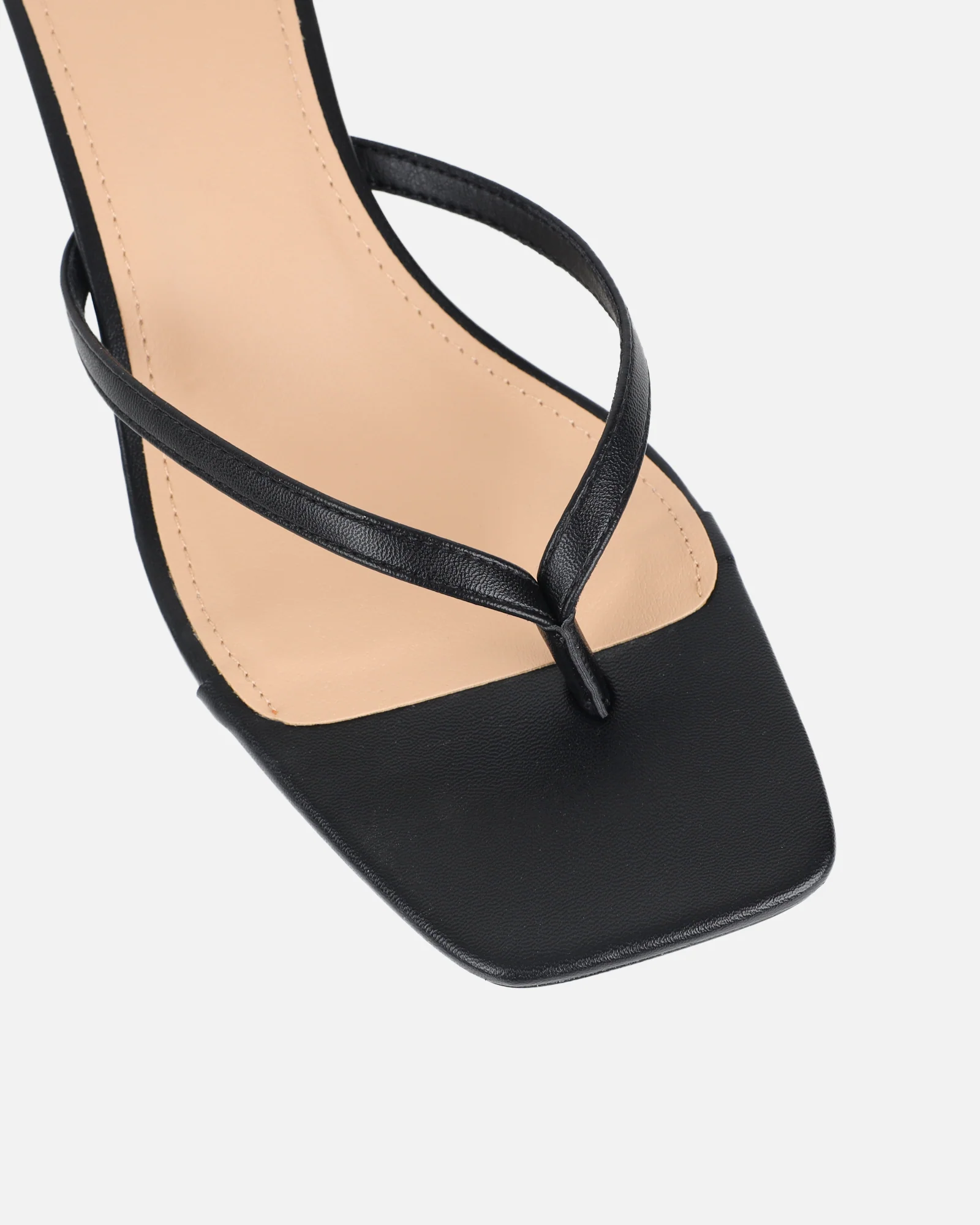 Laura Black Toe Thong Kitten Heeled Sandals - Image 4
