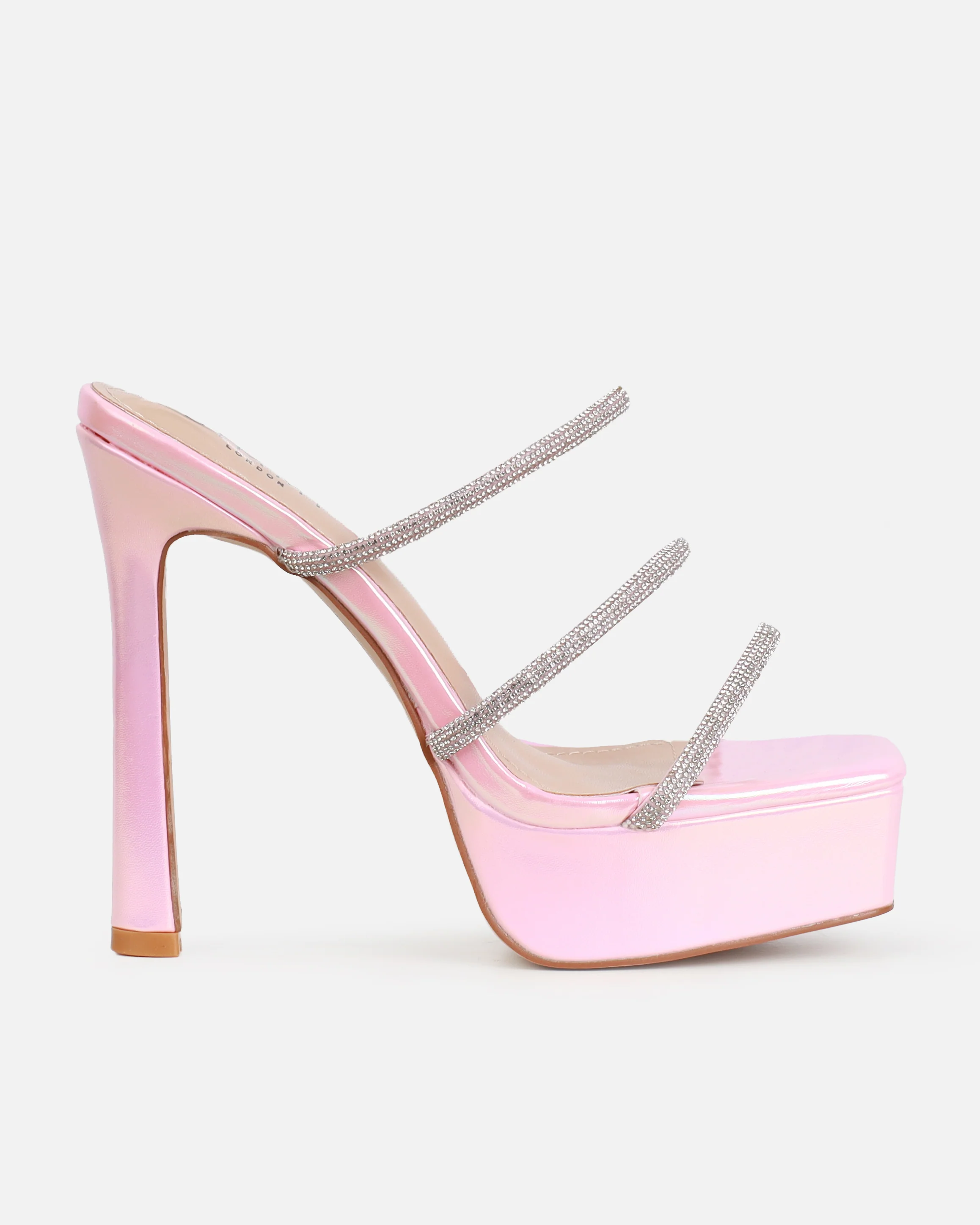 Laylani Pink Pearlised Diamante Platform Mules - Image 2