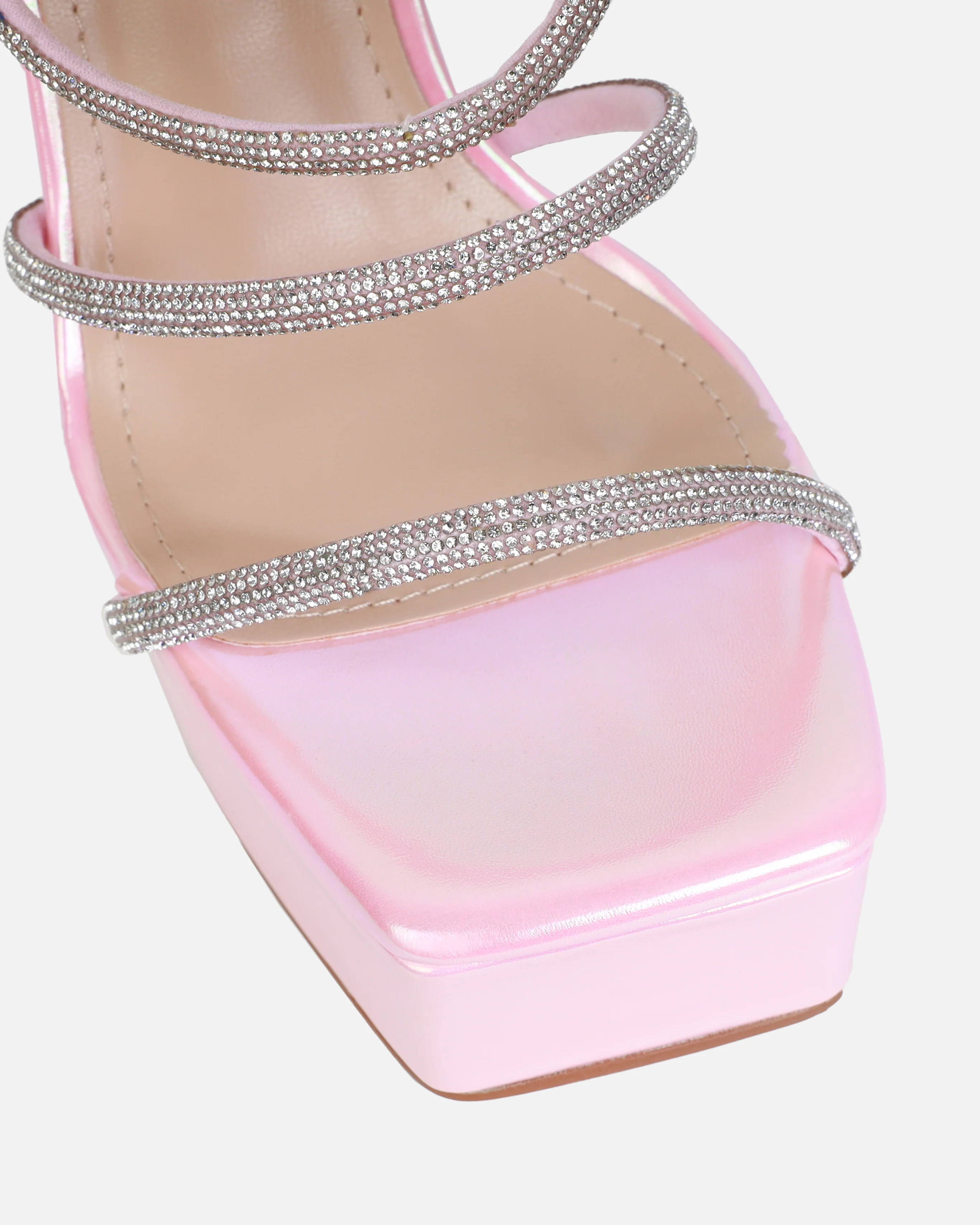 Laylani Pink Pearlised Diamante Platform Mules - Image 4