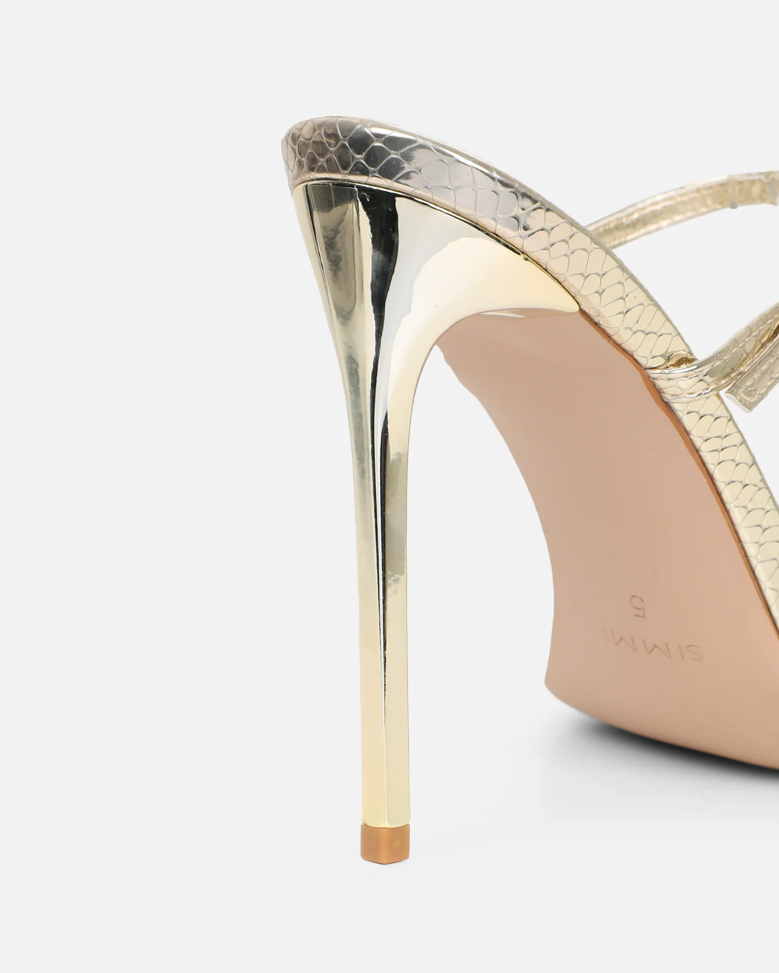 Leamy Gold Mirror Jeweled Heeled Sandals - Image 4