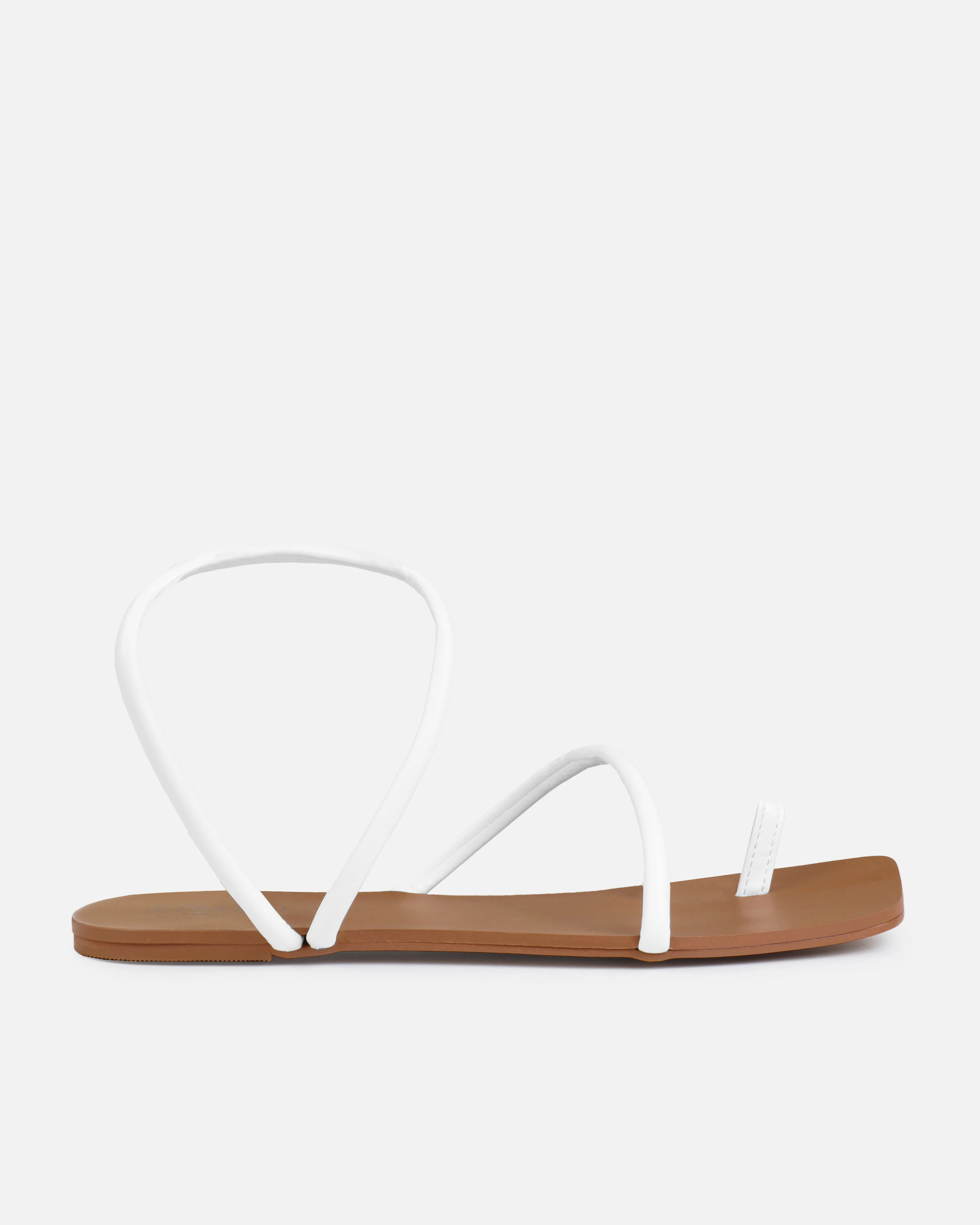 Leif White Toe Loop Flat Sandals - Image 2