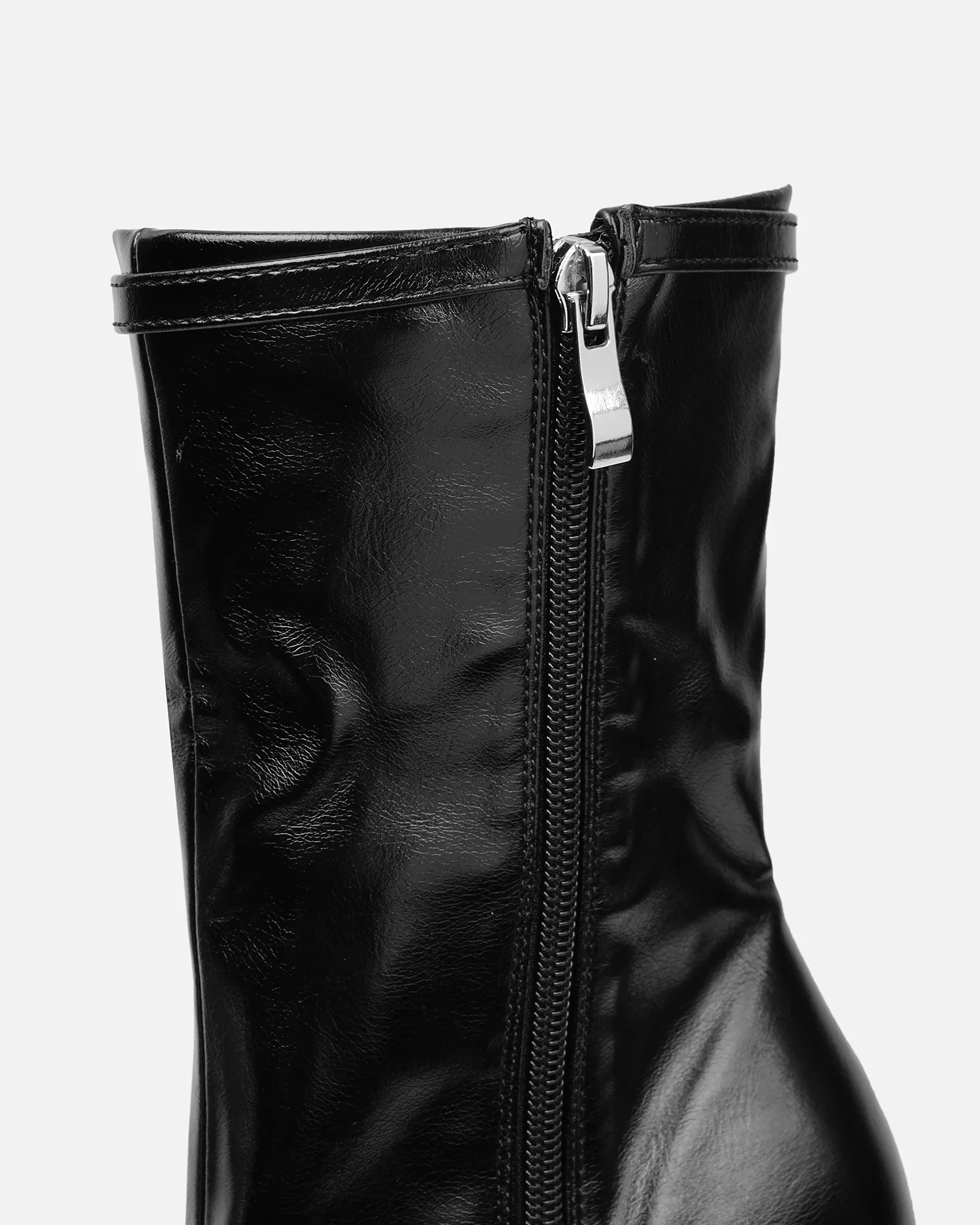 Liam Black Buckle Detail Smart Heeled Ankle Boots - Image 3
