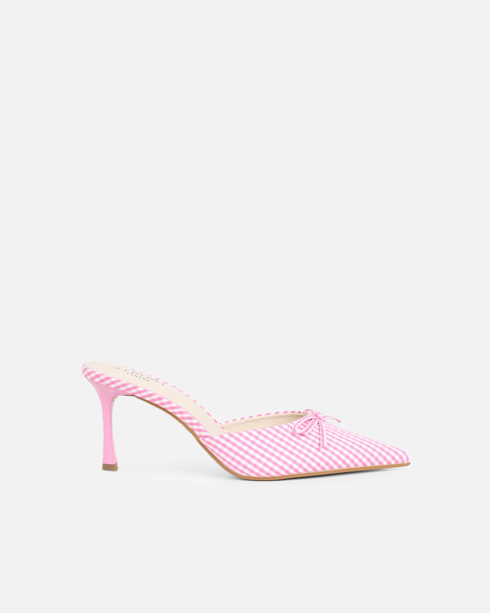 Lisa Pink Gingham Bow Mules - Image 2