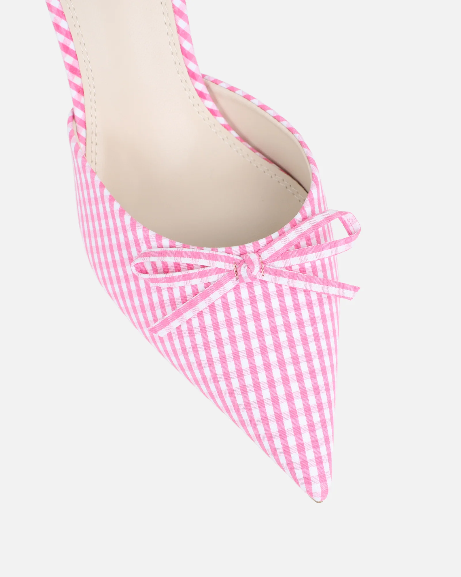Lisa Pink Gingham Bow Mules - Image 4