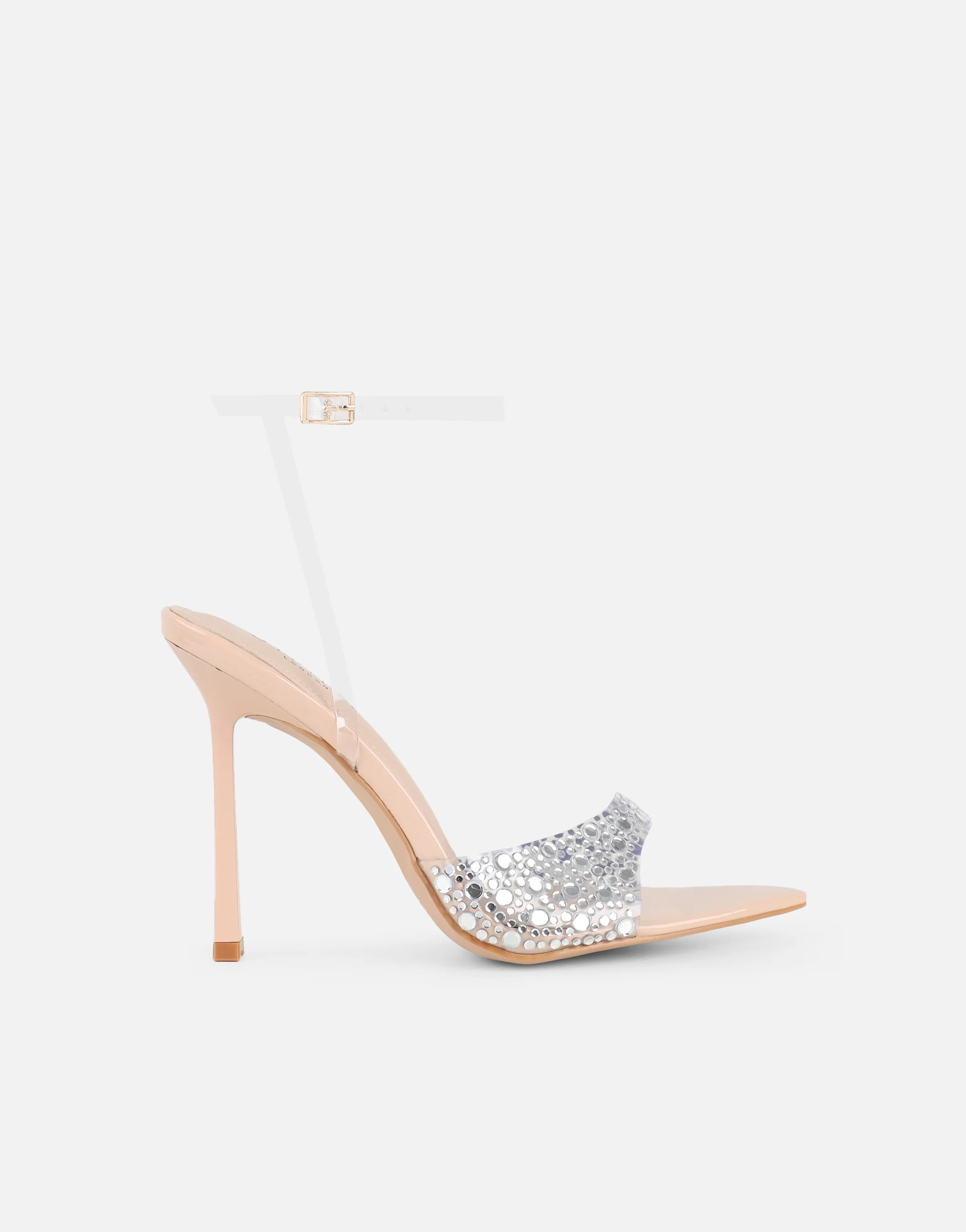 Lopezz Nude Patent Clear Embellished Heeled Sandals - Image 2
