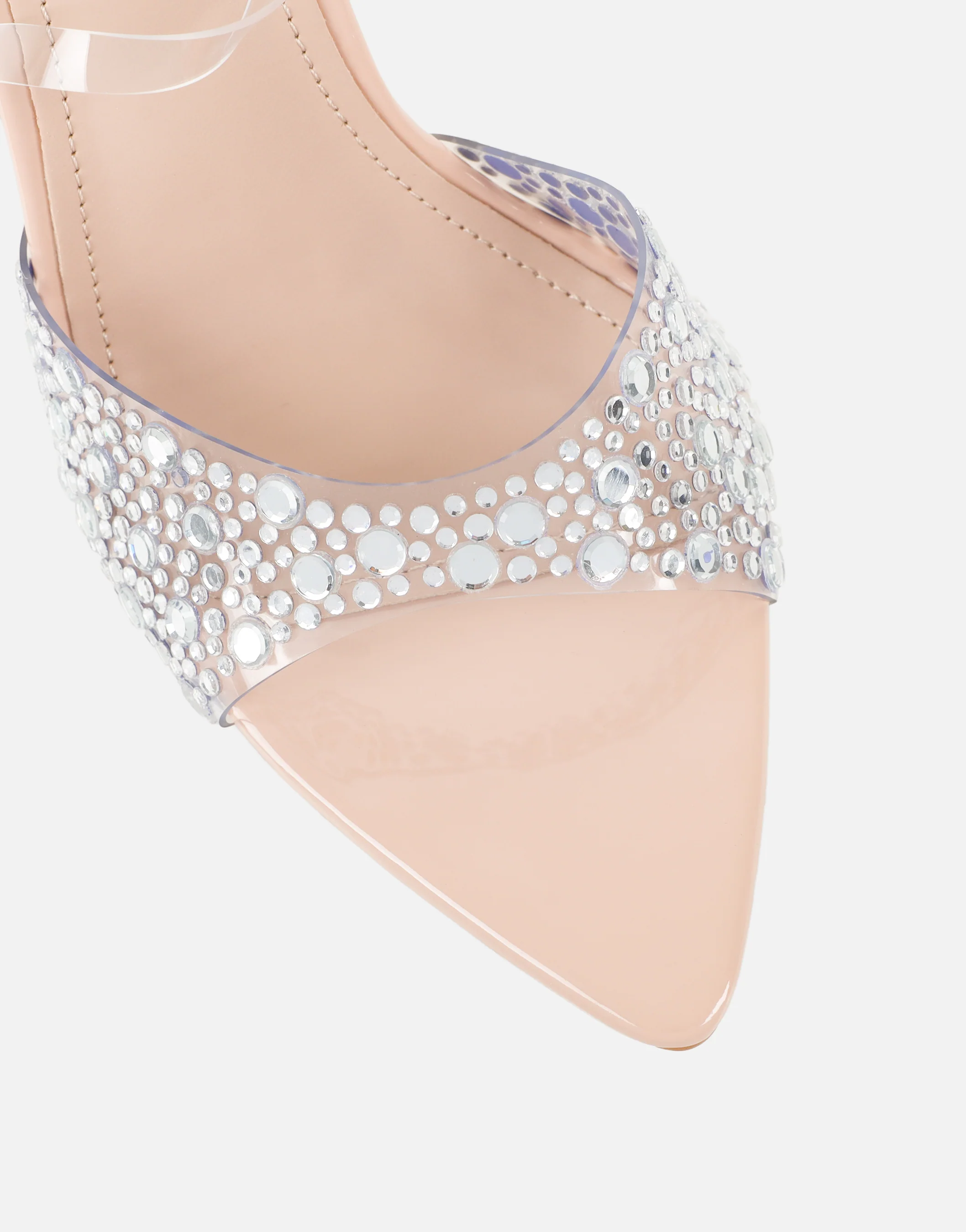 Lopezz Nude Patent Clear Embellished Heeled Sandals - Image 4