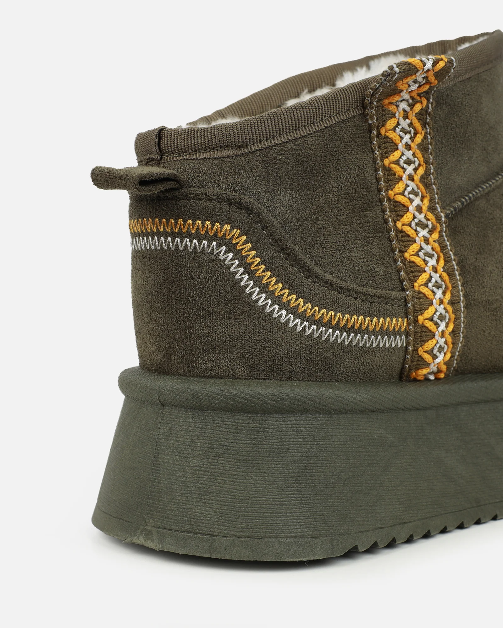 Louie Khaki Faux Suede Flatform Boots - Image 3