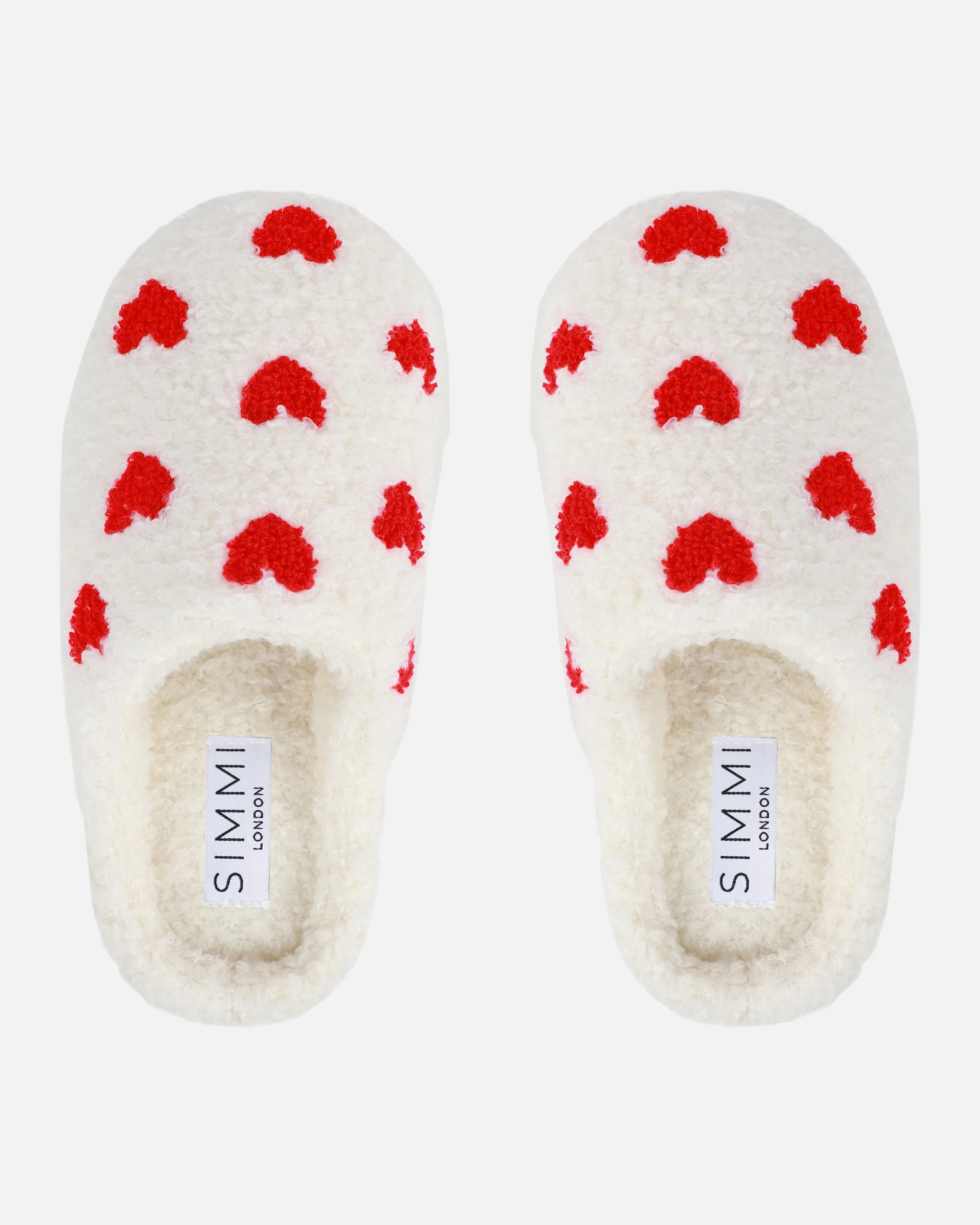 Loved Cream Heart Print Slippers - Image 3