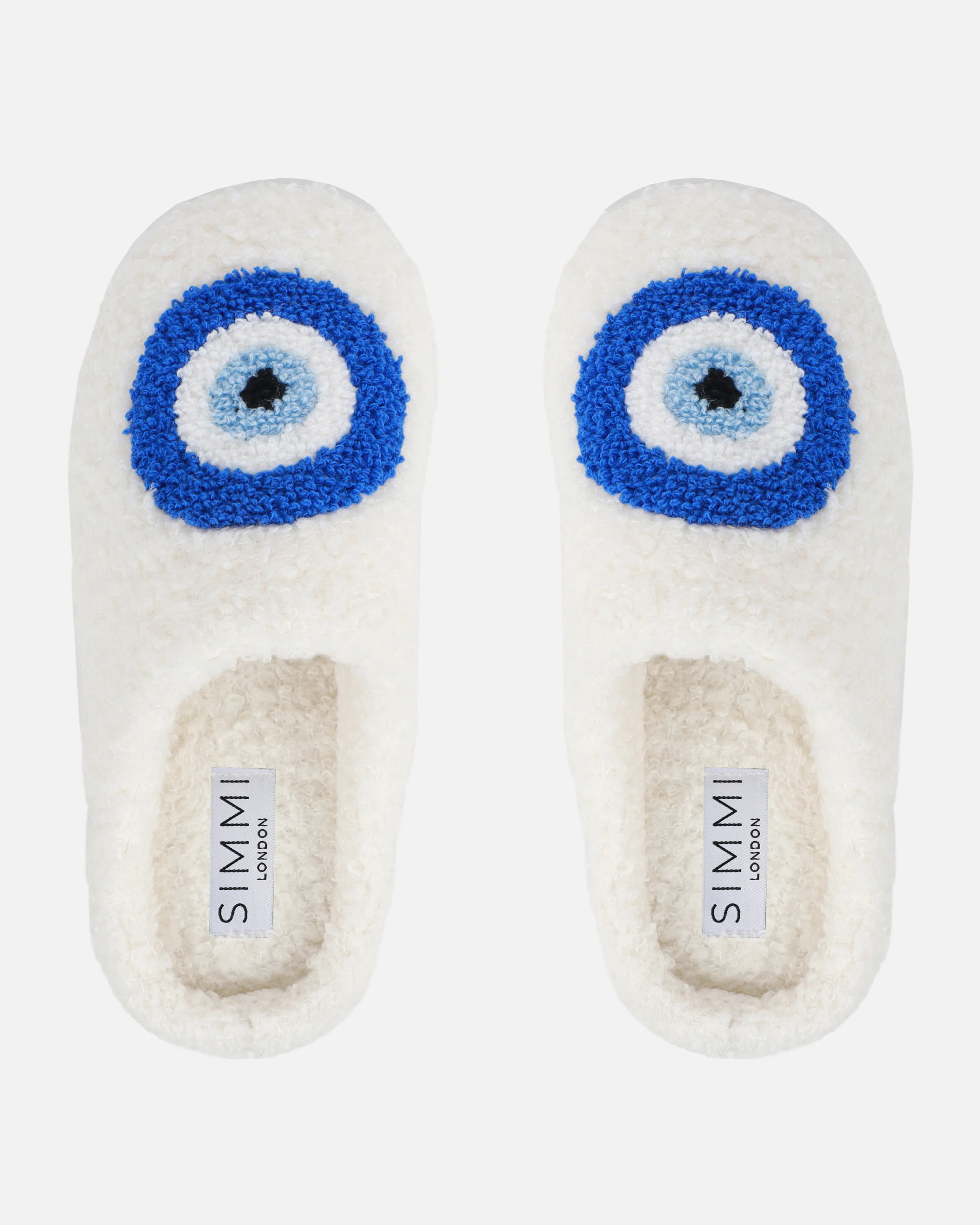 Lucky White Evil Eye Print Closed Toe Slippers - Image 3