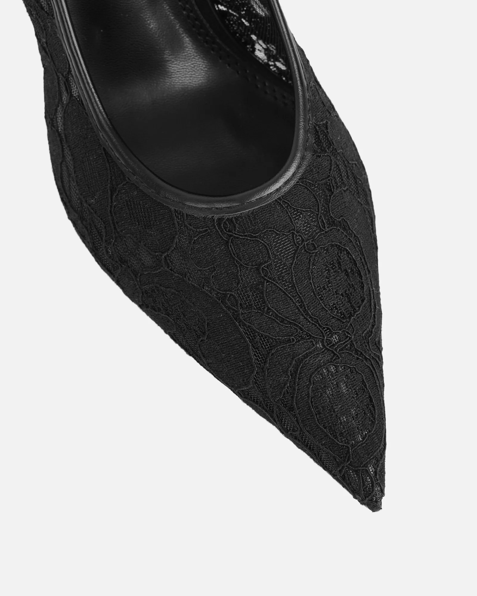 Luka Black Lace Low Heeled Court Shoes - Image 4