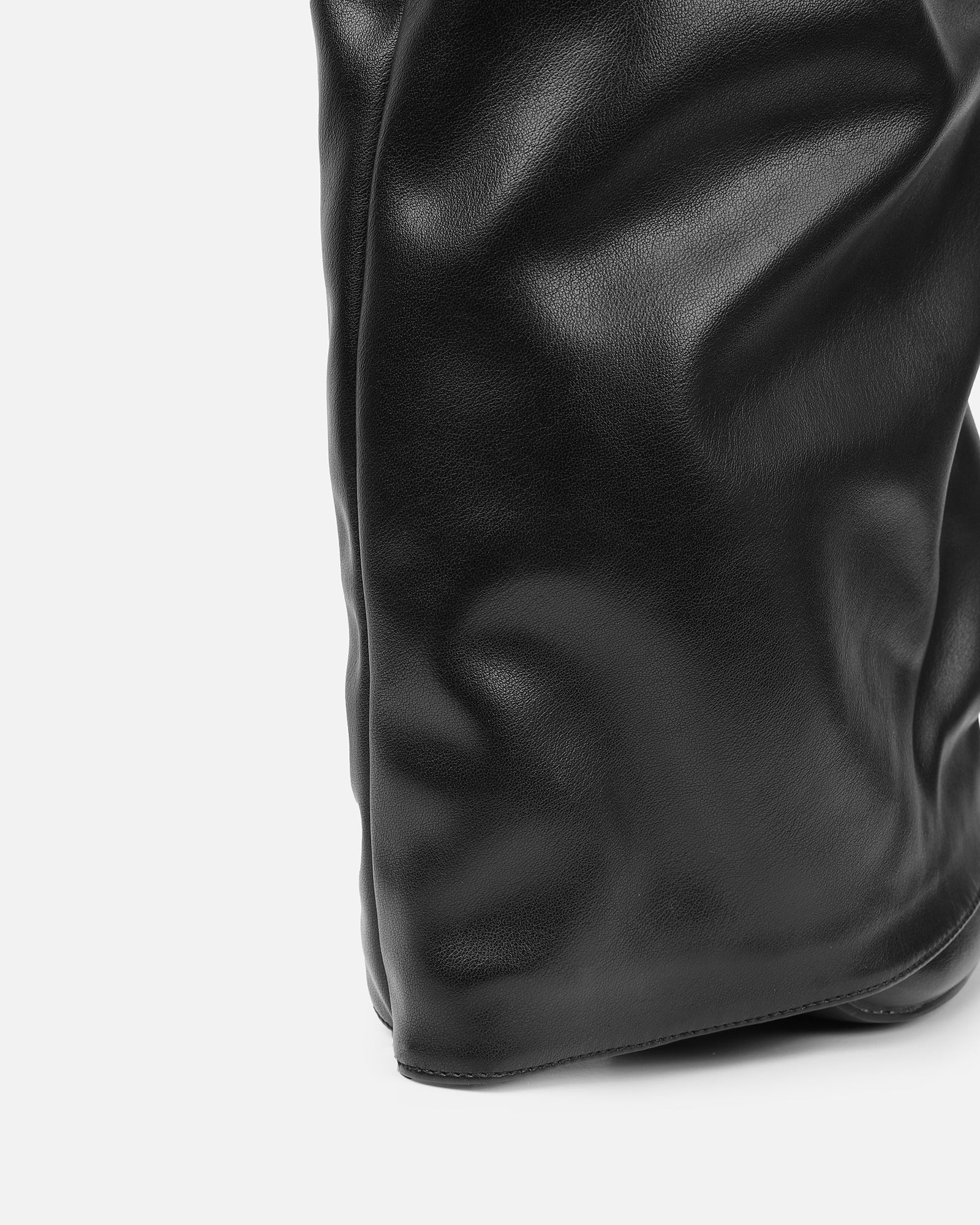 Lukas Black Ruched Fold Over Knee High Boots - Image 3