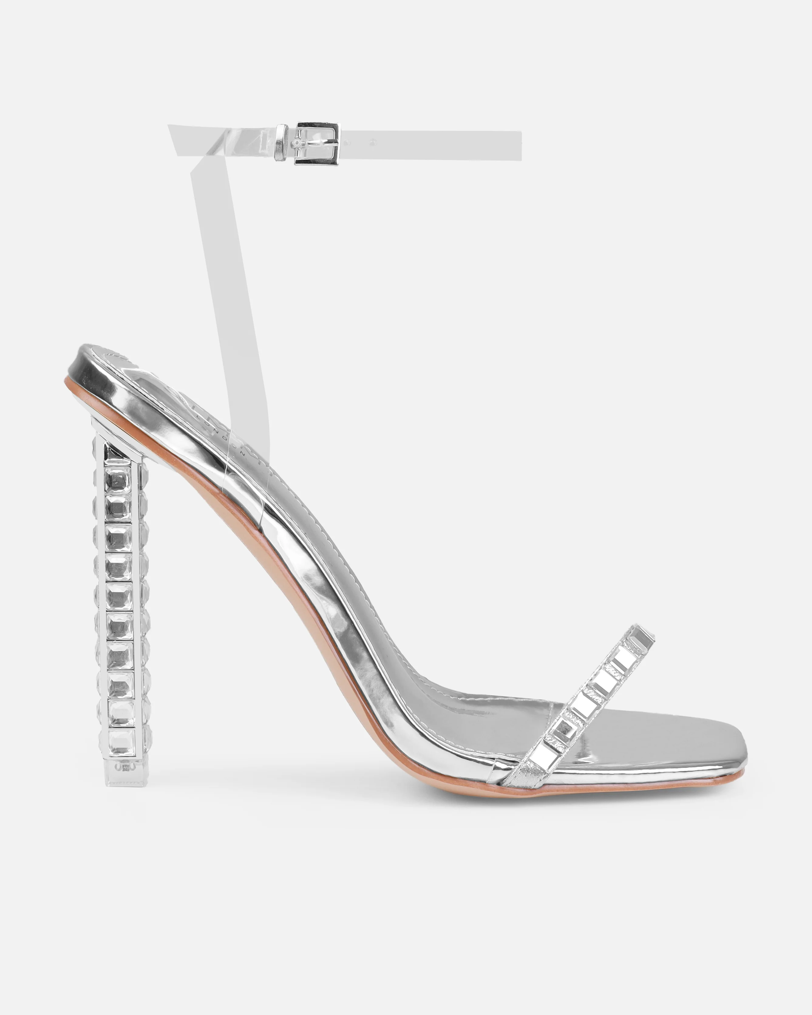 Maey Silver Clear Gem Stiletto Heels - Image 2