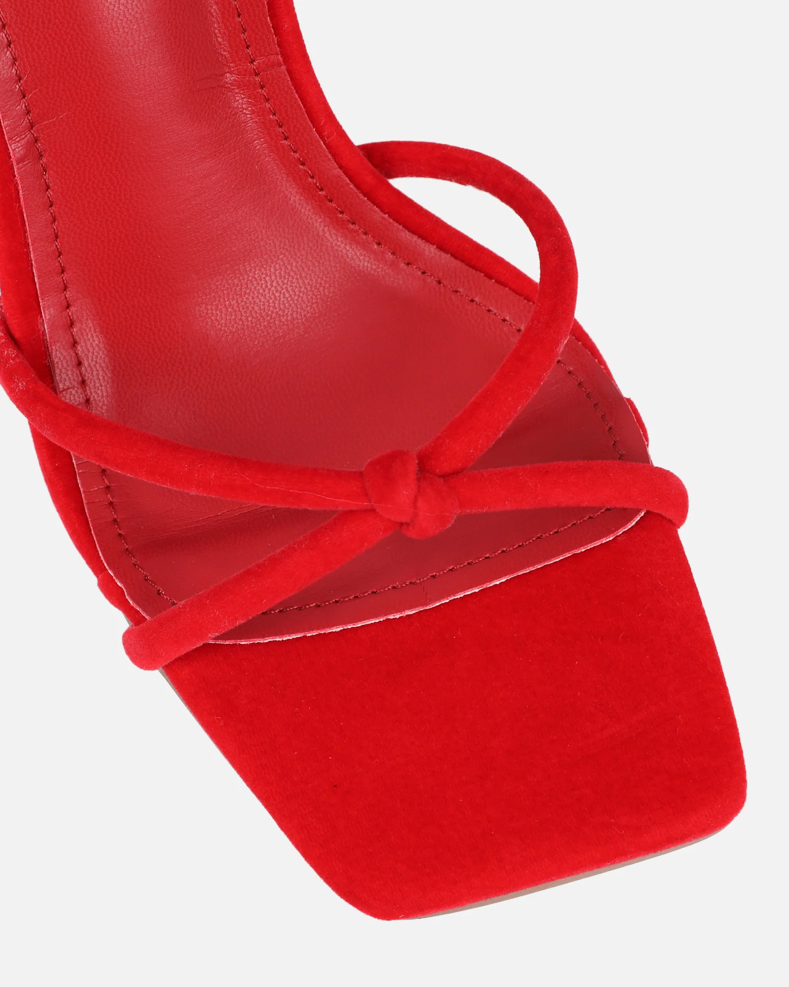 Malinda Red Velvet Heeled Sandals - Image 4