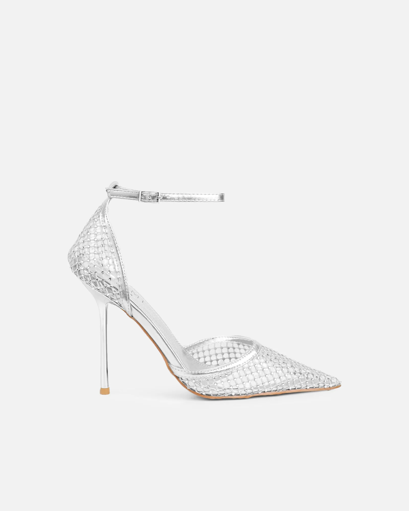 Manni Silver Mesh Diamante Heels - Image 2