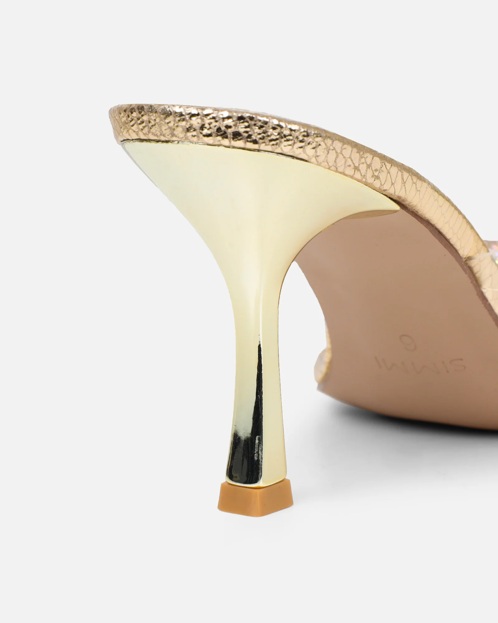 Marcella gold snake effect flower detail mid heeled sandals - Image 3