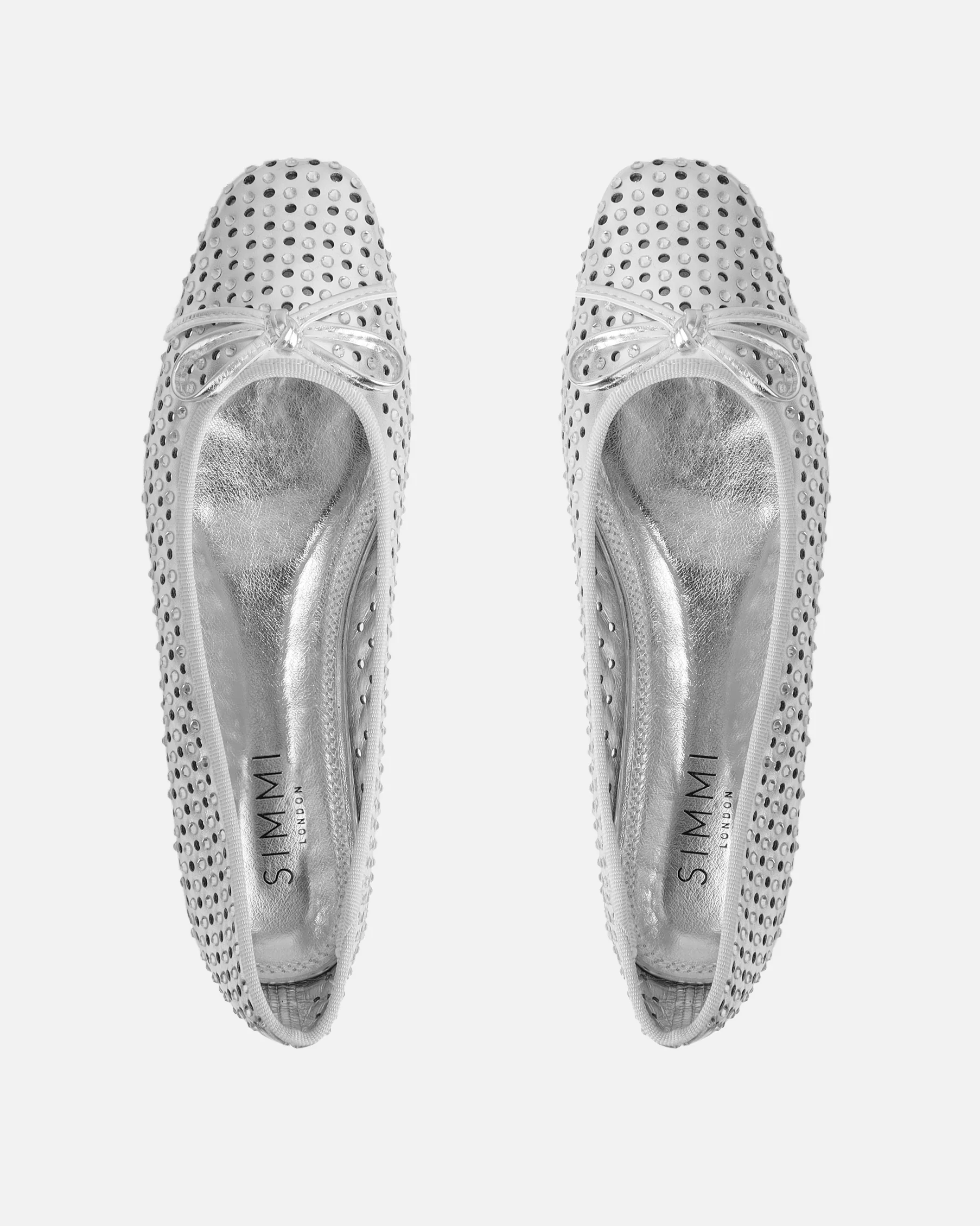 Mariay Silver Diamante Ballet Flats - Image 3