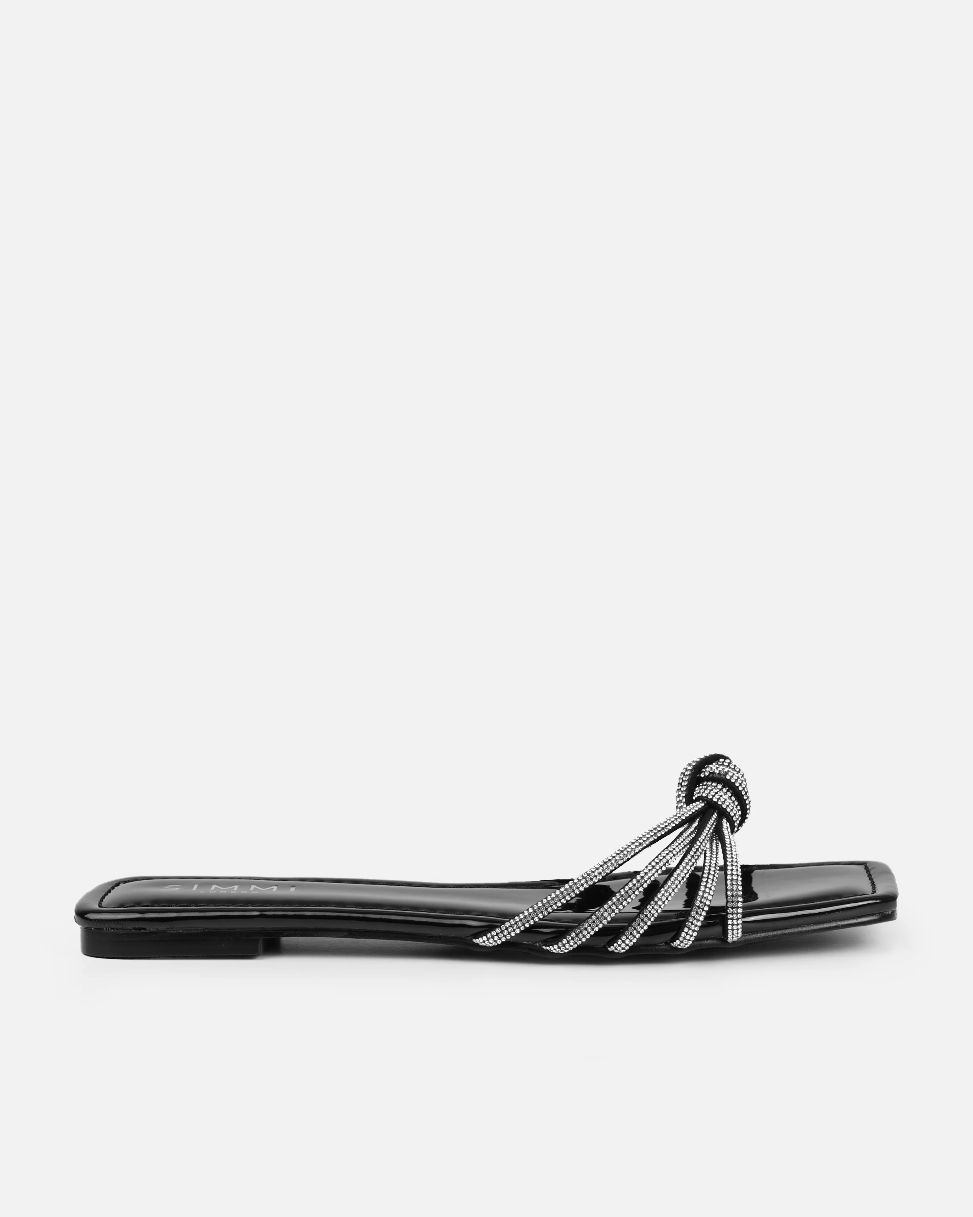 Marquelle Black Diamante Knot Flat Sandals - Image 2