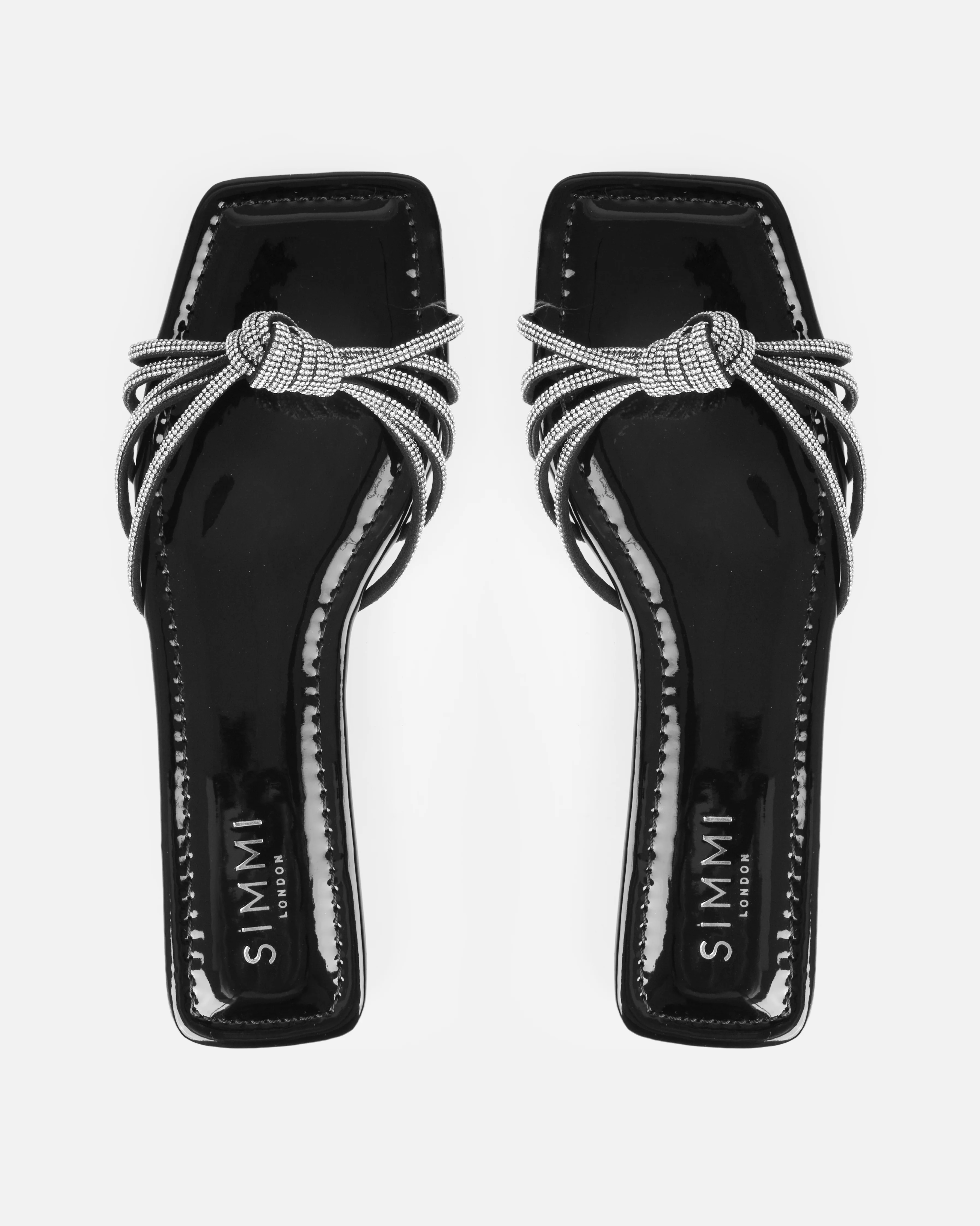 Marquelle Black Diamante Knot Flat Sandals - Image 3