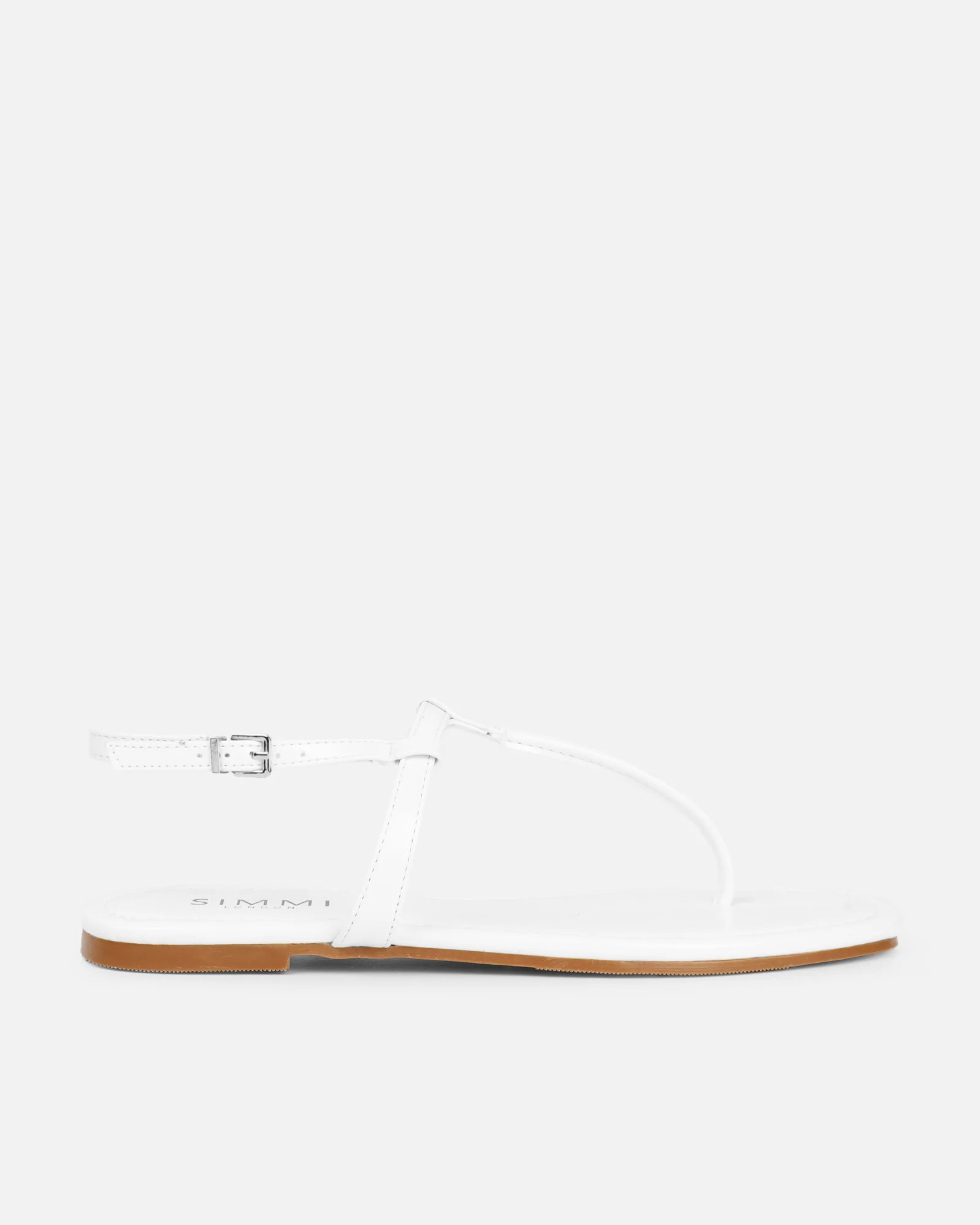 Martinez White Toe Post Flat Sandals - Image 2
