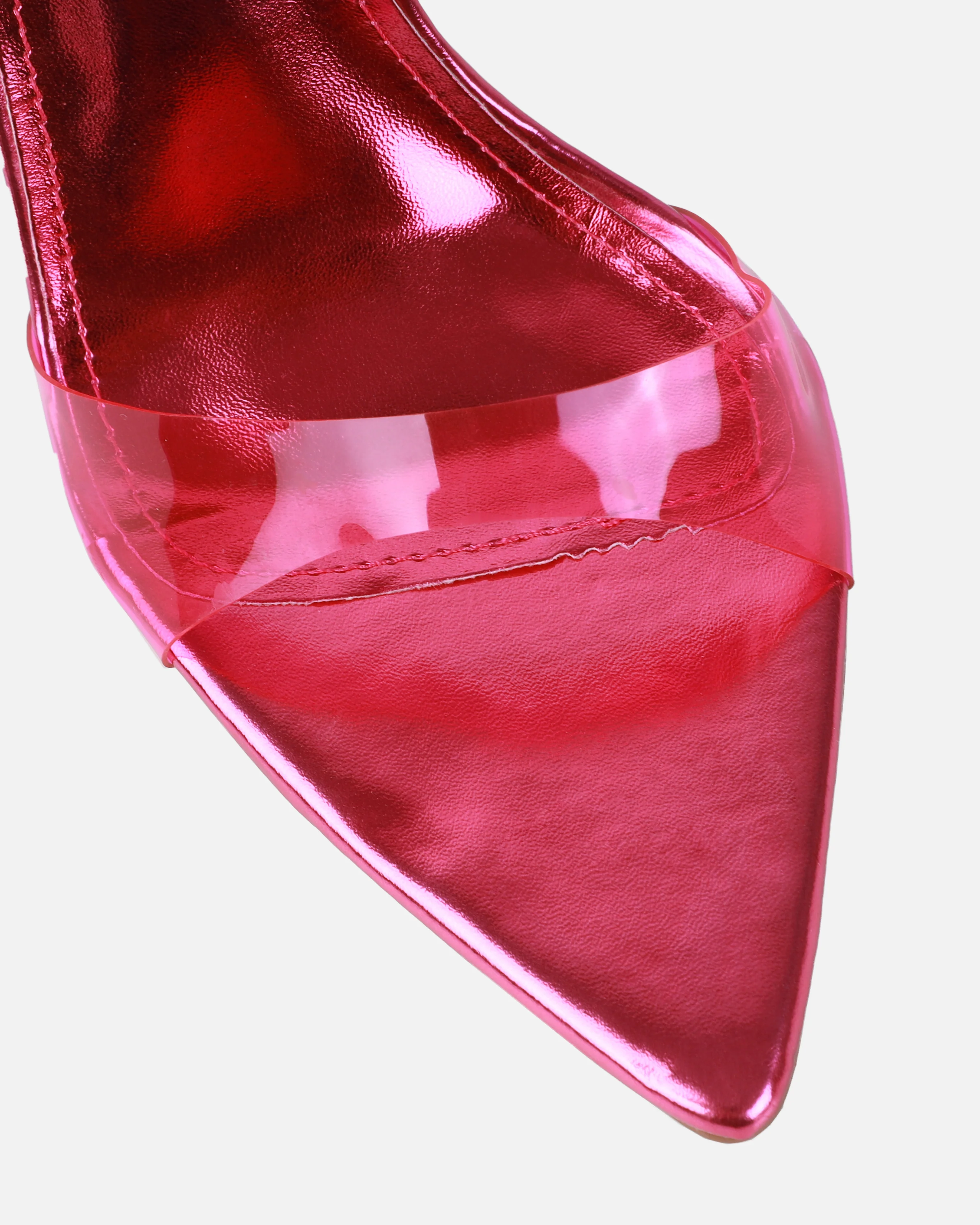 Mary Bedford Ariaa Pink Clear Lace Up Stiletto Heels - Image 4