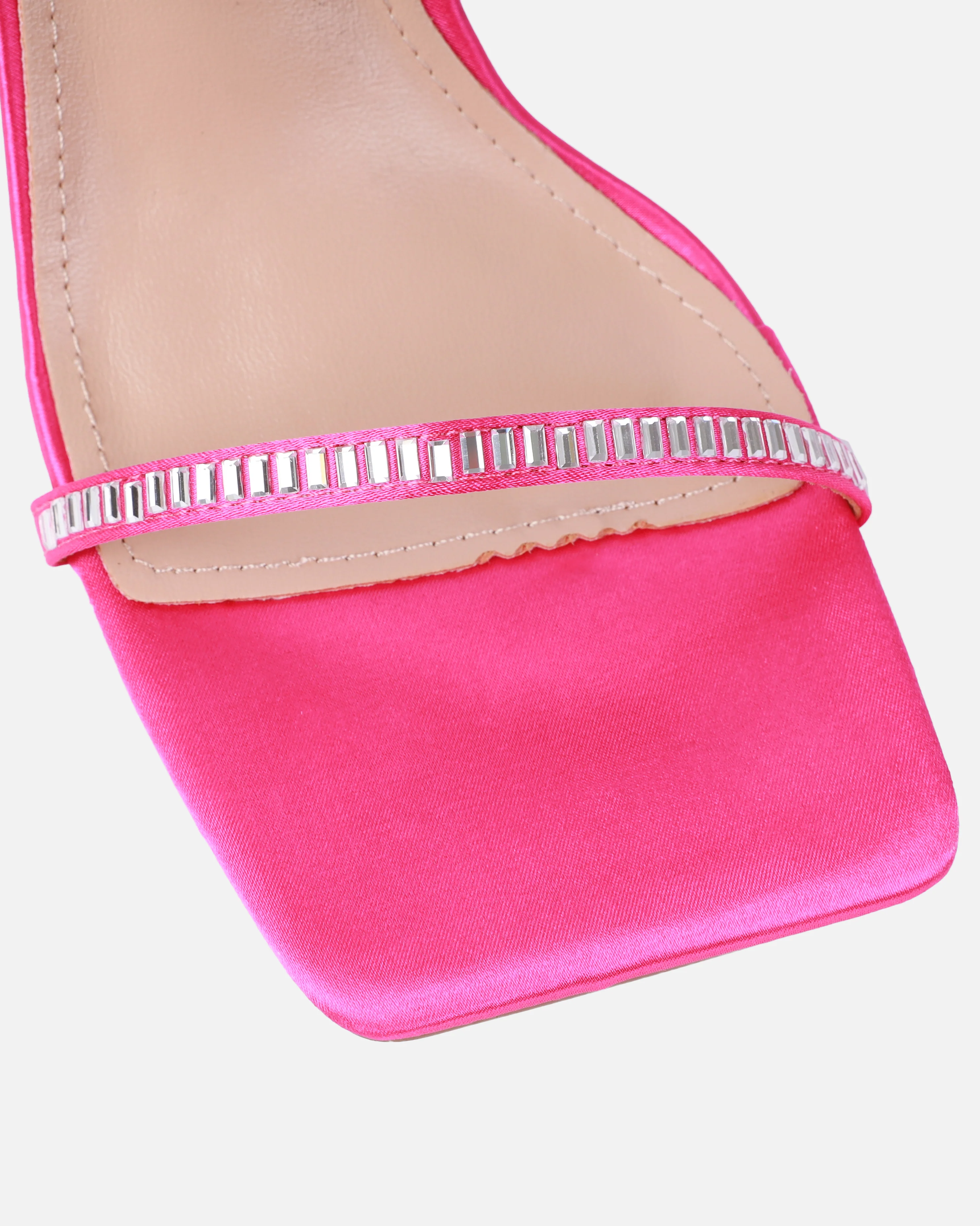 Mary Bedford Dola Pink Satin Strappy Diamante Stiletto Heels - Image 4
