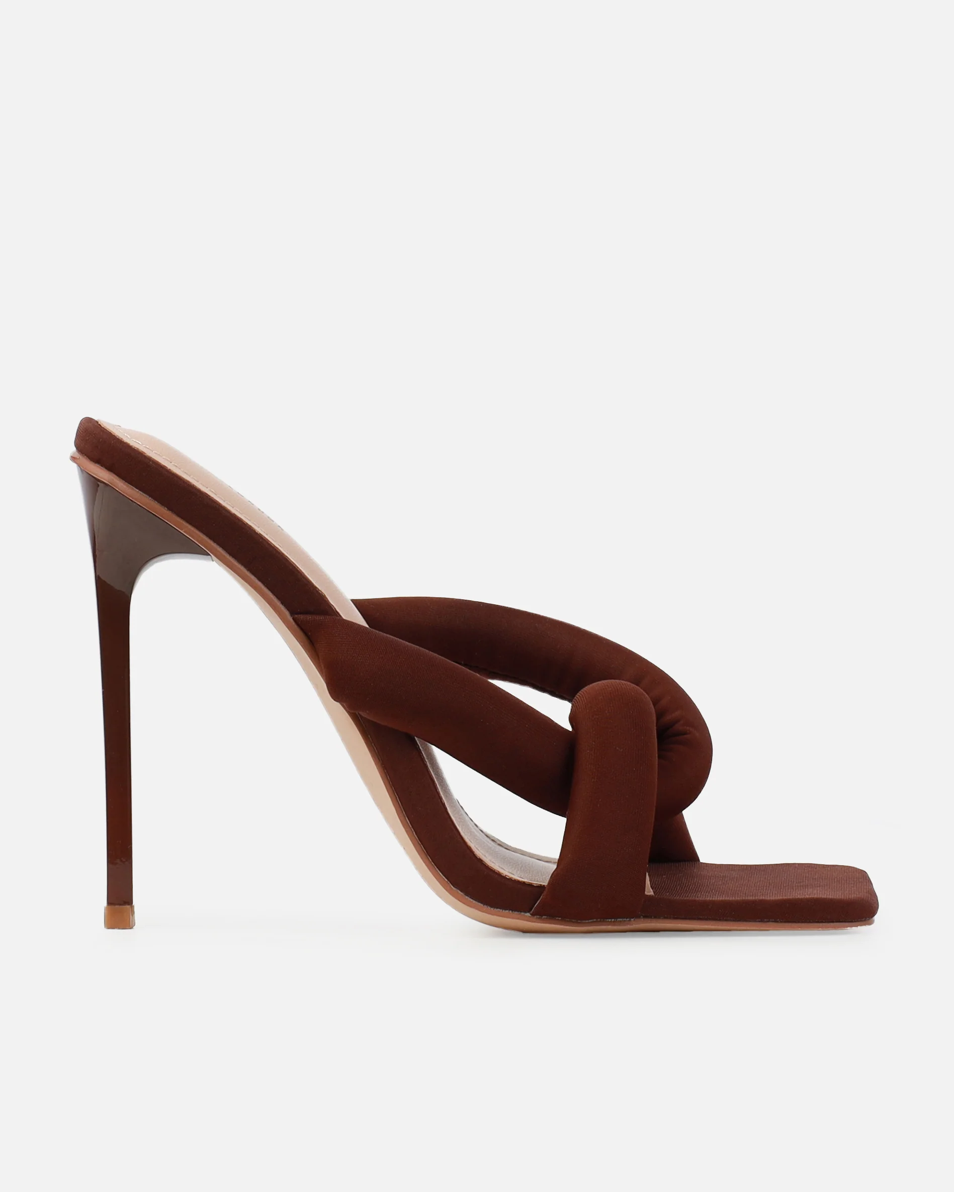 Mary Bedford Elliana Chocolate Lycra Padded Twist Mules - Image 2