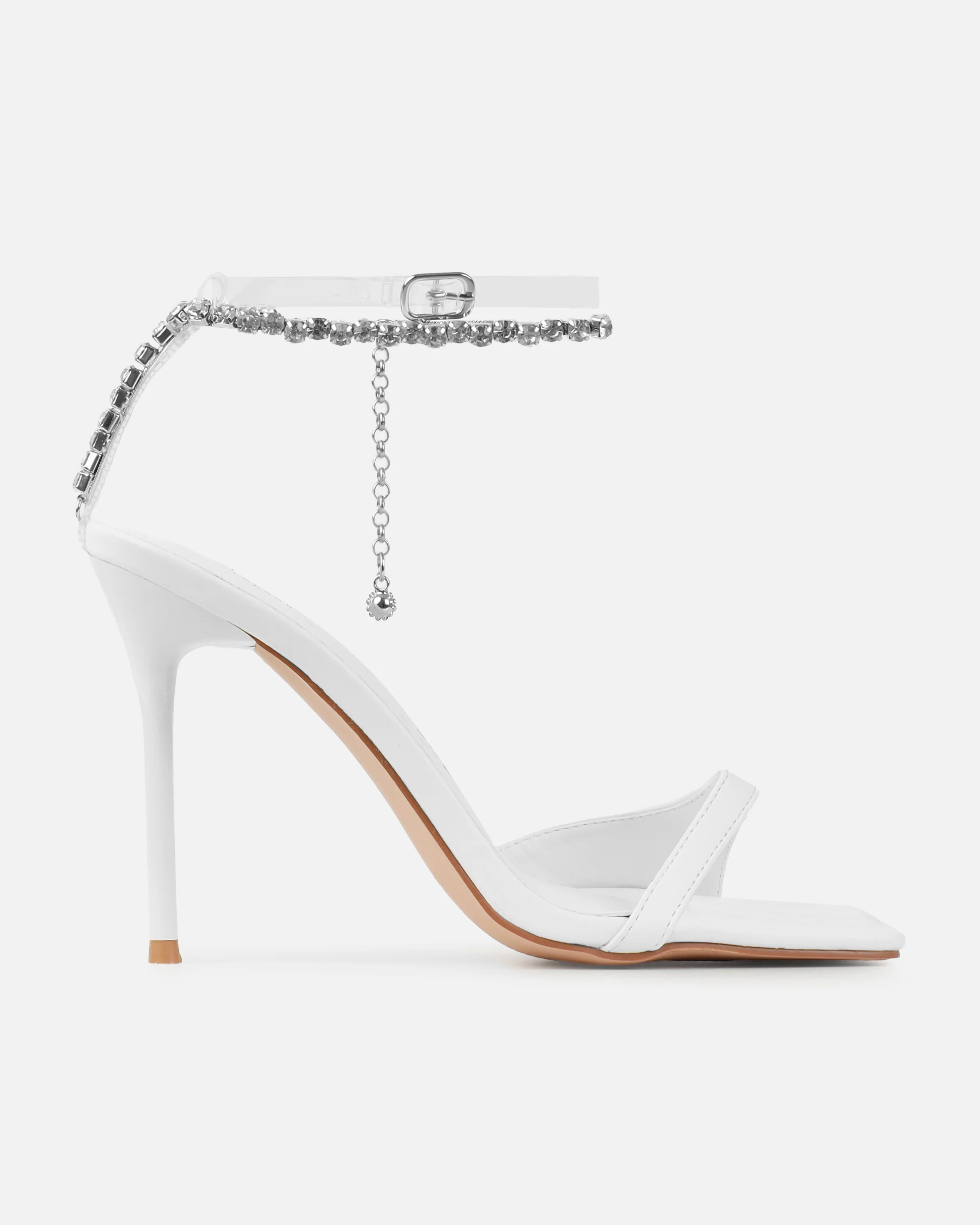 Mary Bedford Romee White Diamante Chain Stiletto Heels - Image 2