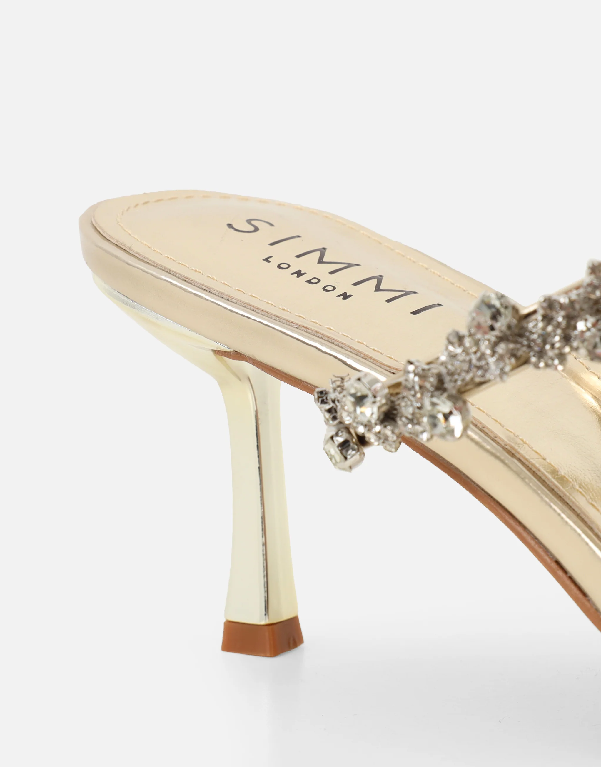 Maude Gold Mirror Diamante Mules - Image 3