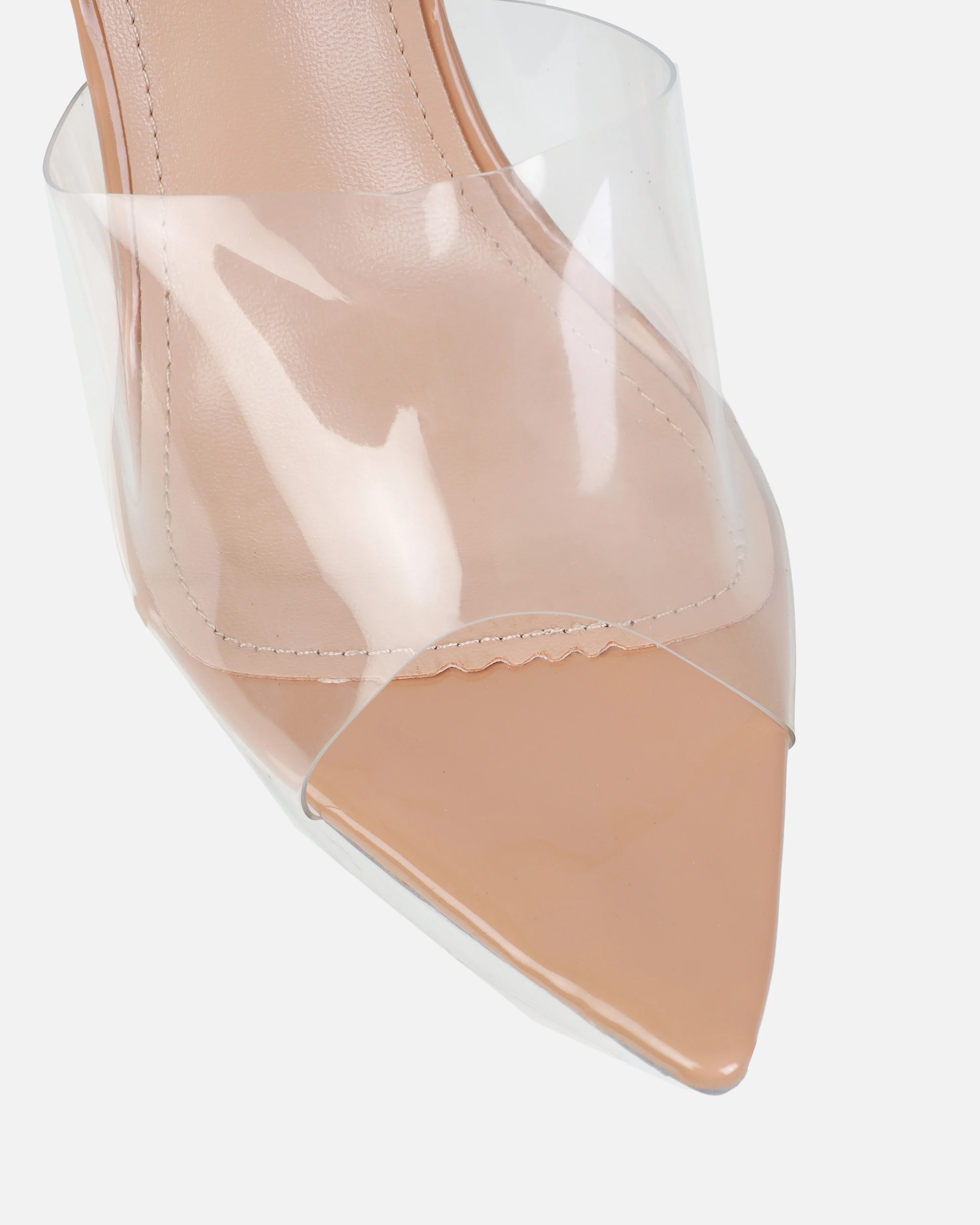 Mia Nude Clear Platform Pointed Stiletto Mules - Image 4