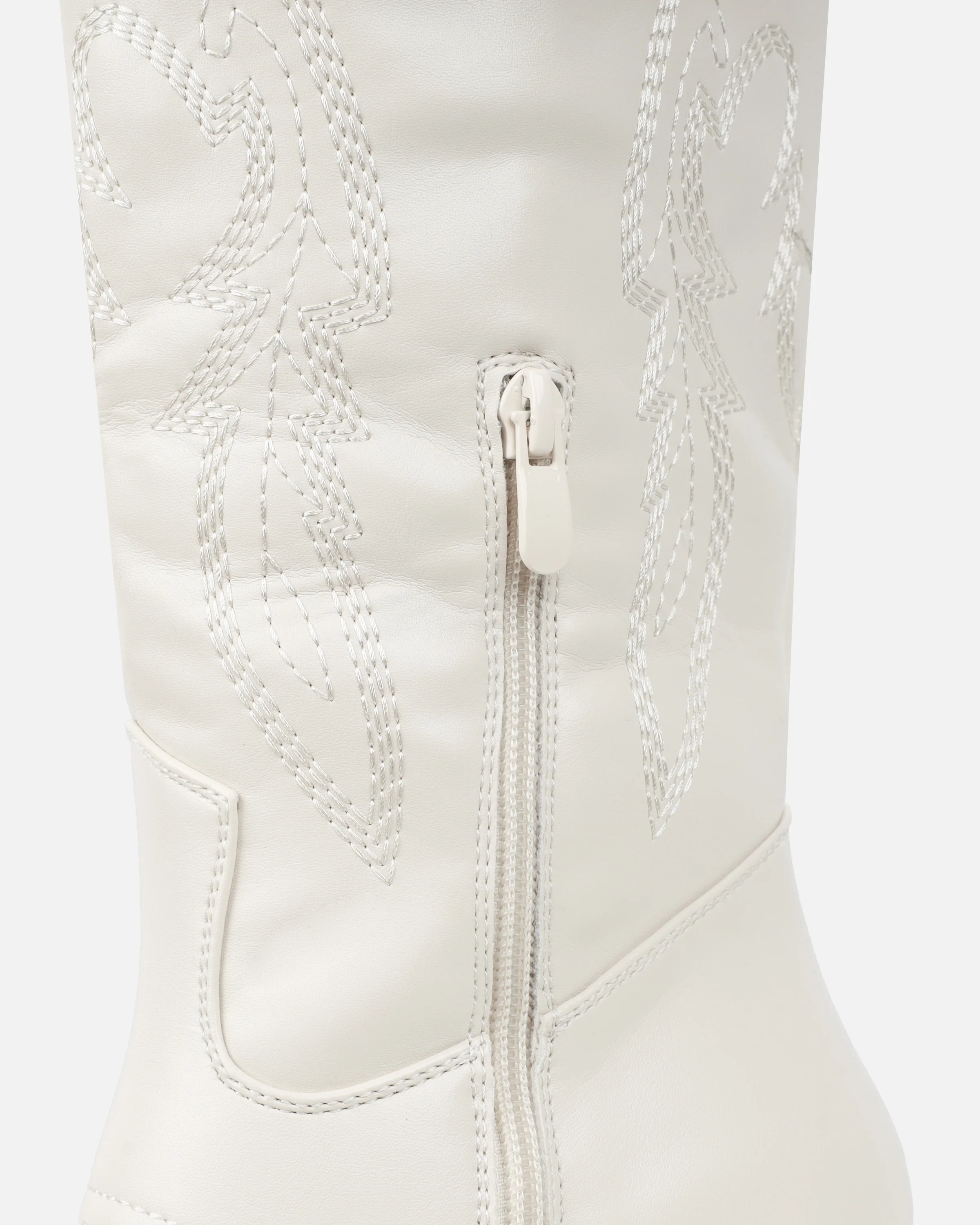Millan Cream Block Heel Calf Western Boots - Image 3