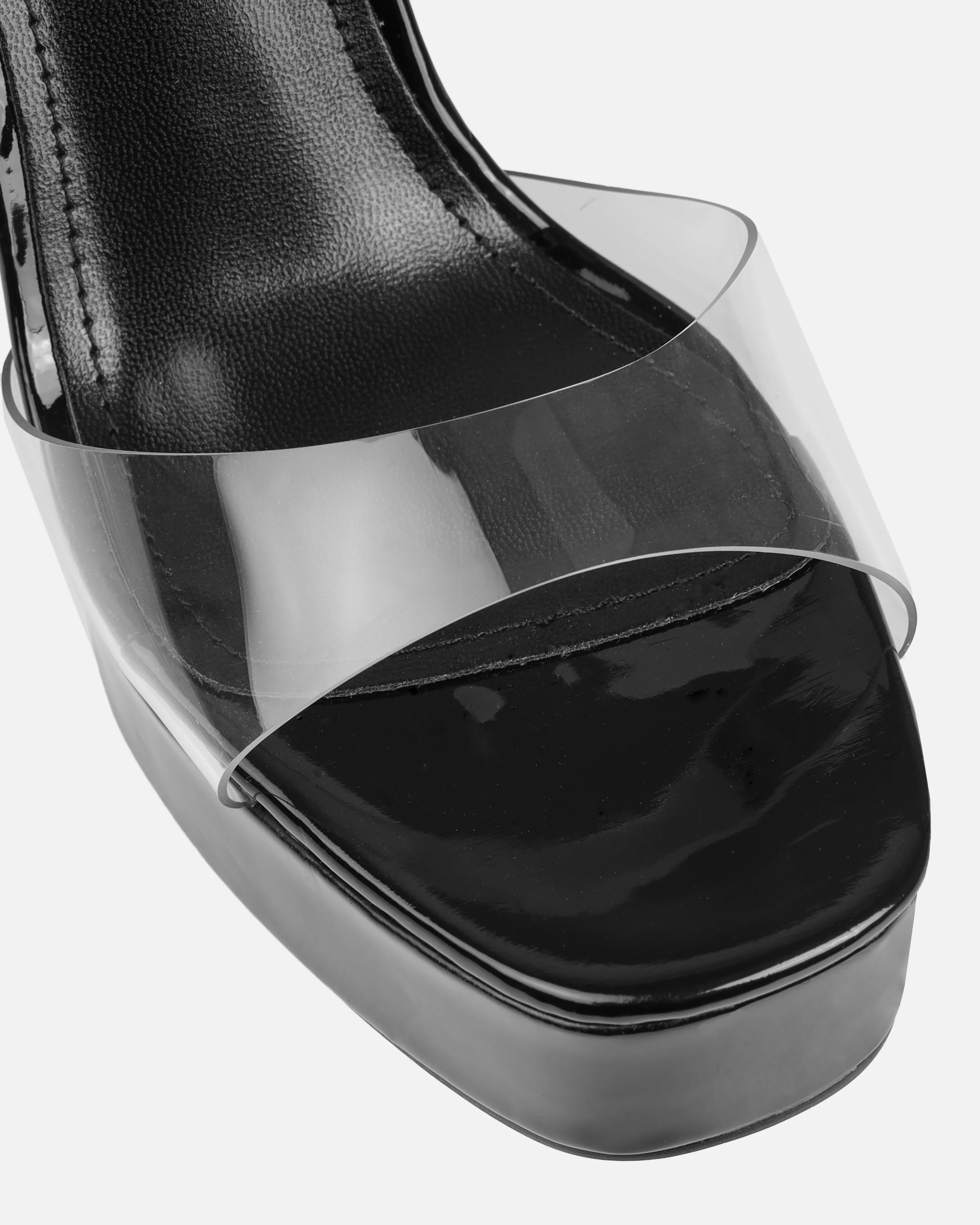 Monifa Black Clear Platform Block Heels - Image 4