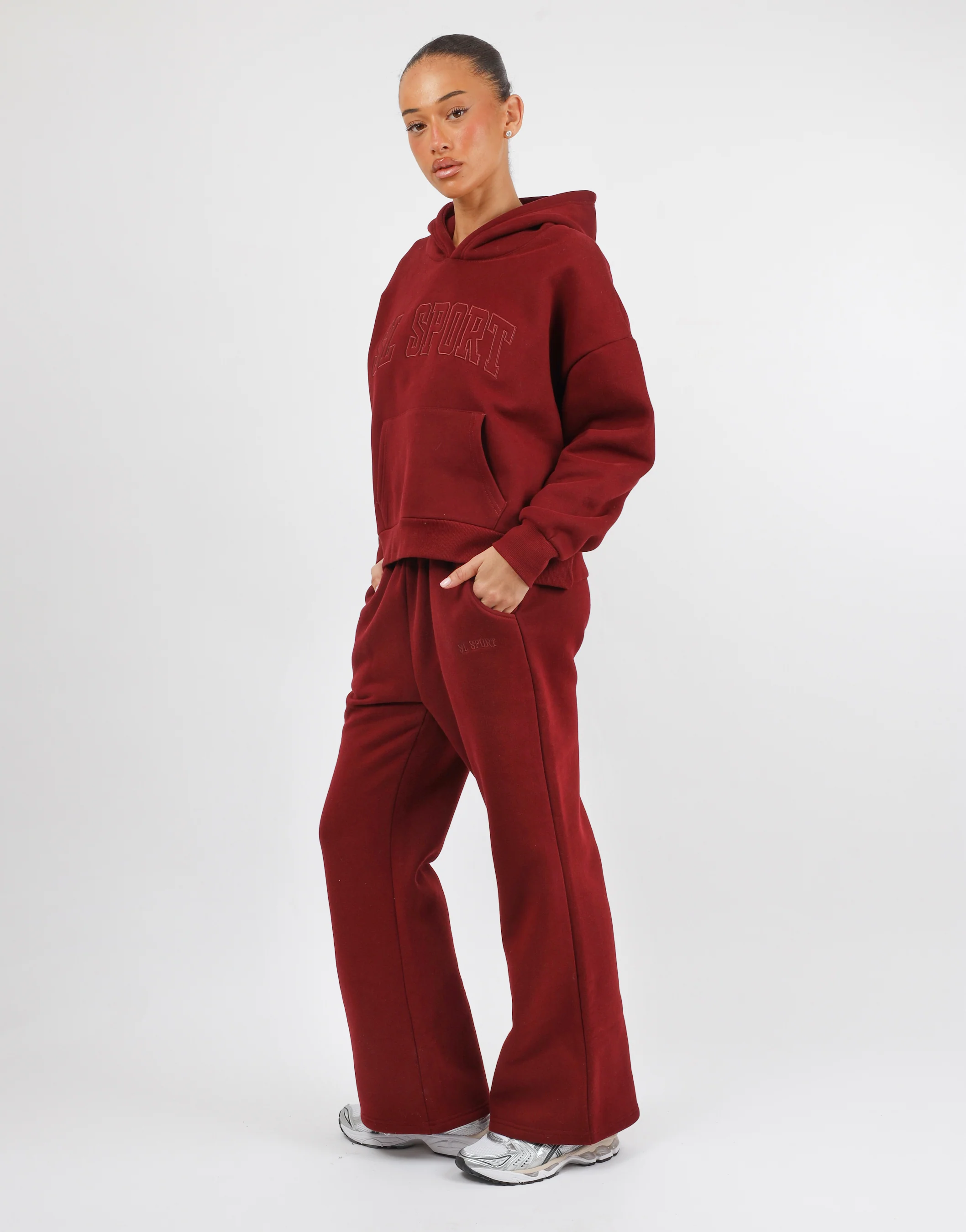 Myla Simmi Studios SL Sport Flared Joggers in Burgundy - Image 2