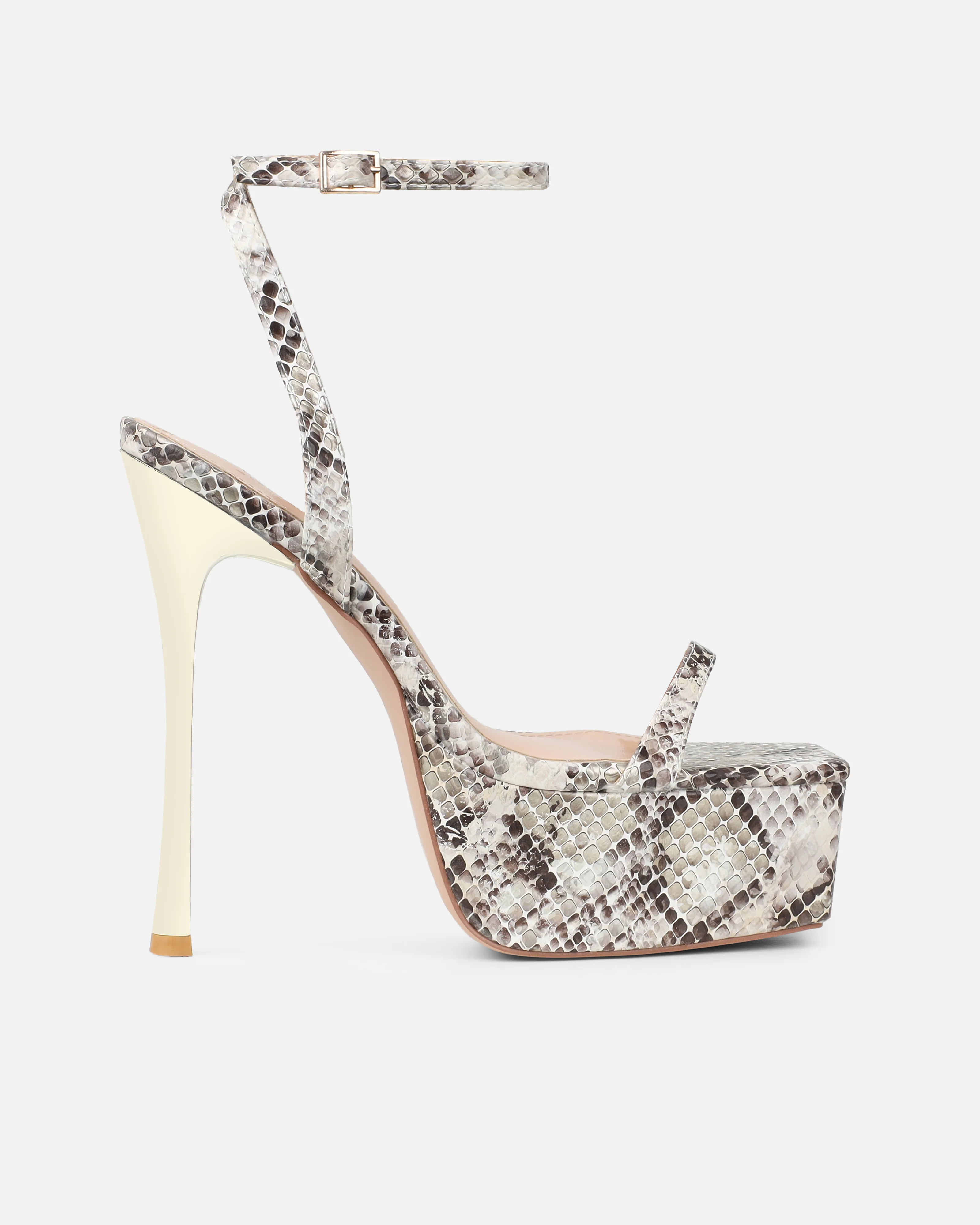 Nalai Beige Snake Platform Heeled Sandals - Image 2