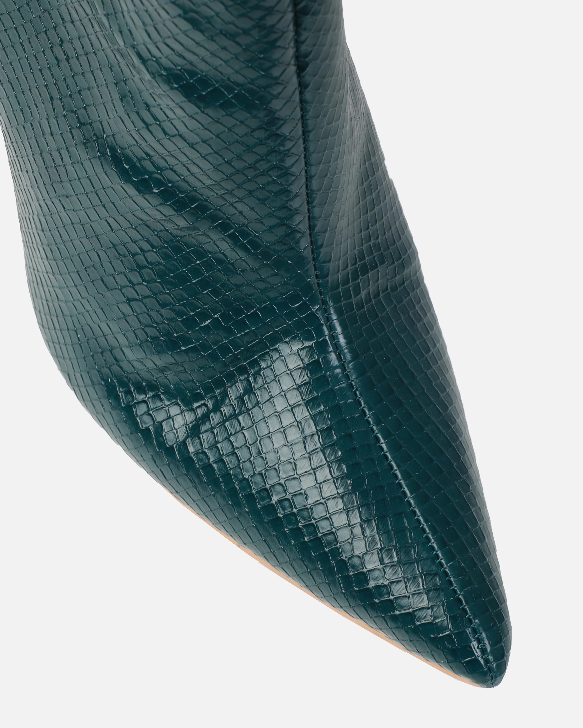 Nash Green Faux Snake Print Stiletto Knee High Boots - Image 4