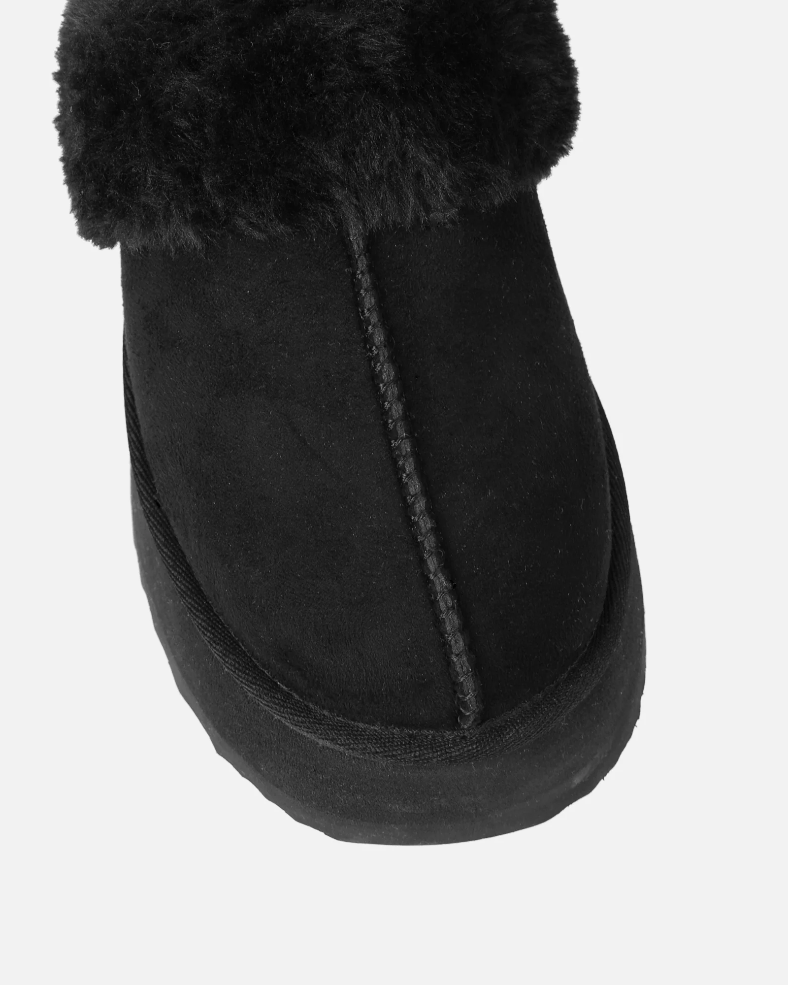 Navy Black Faux Suede Flatform Mules - Image 4