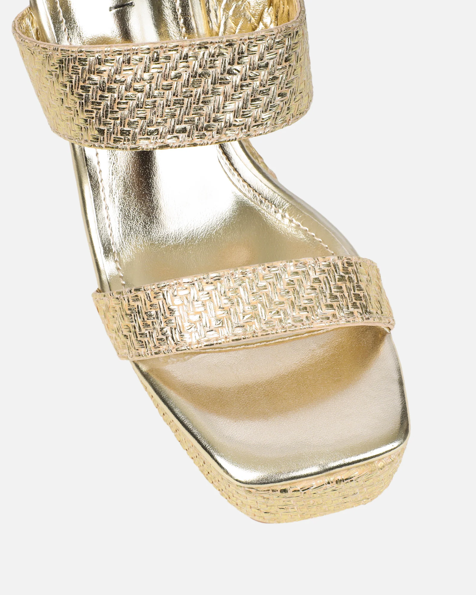 Neena Gold Metallic Raffia Wedge Sandals - Image 4
