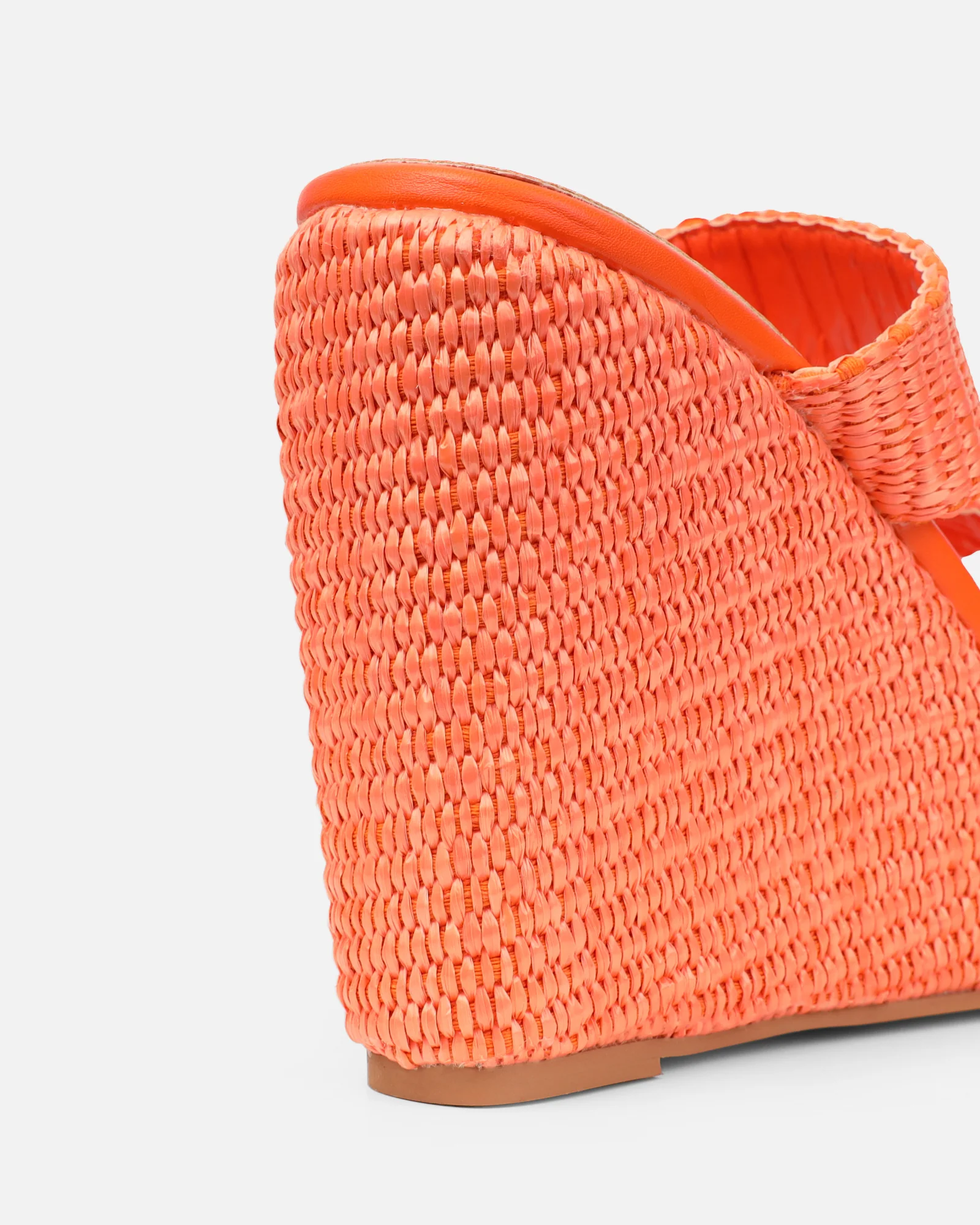 Neena Orange Raffia Wedge Sandals - Image 3