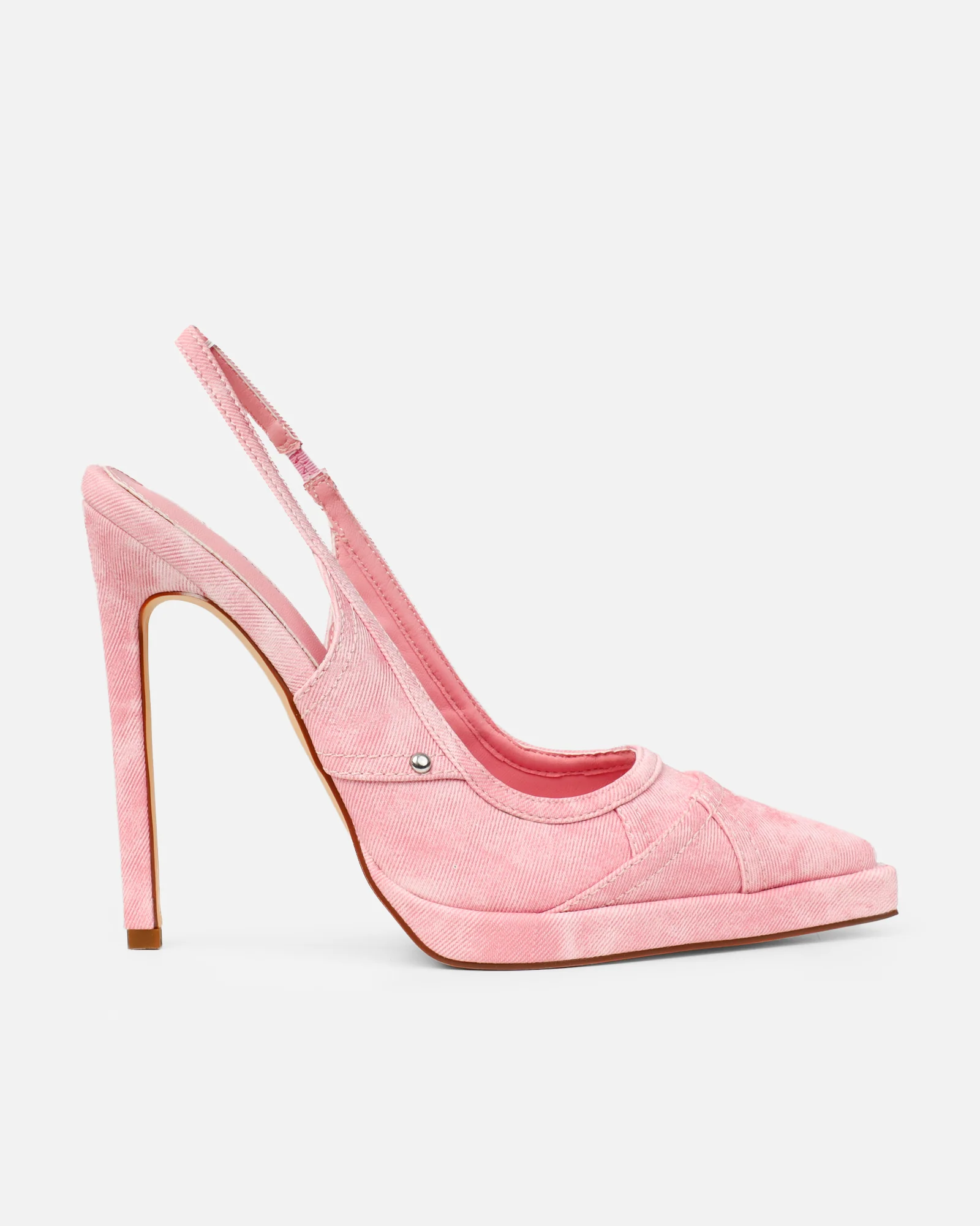 Nemy Pink Denim Sling Back Court Shoes - Image 2