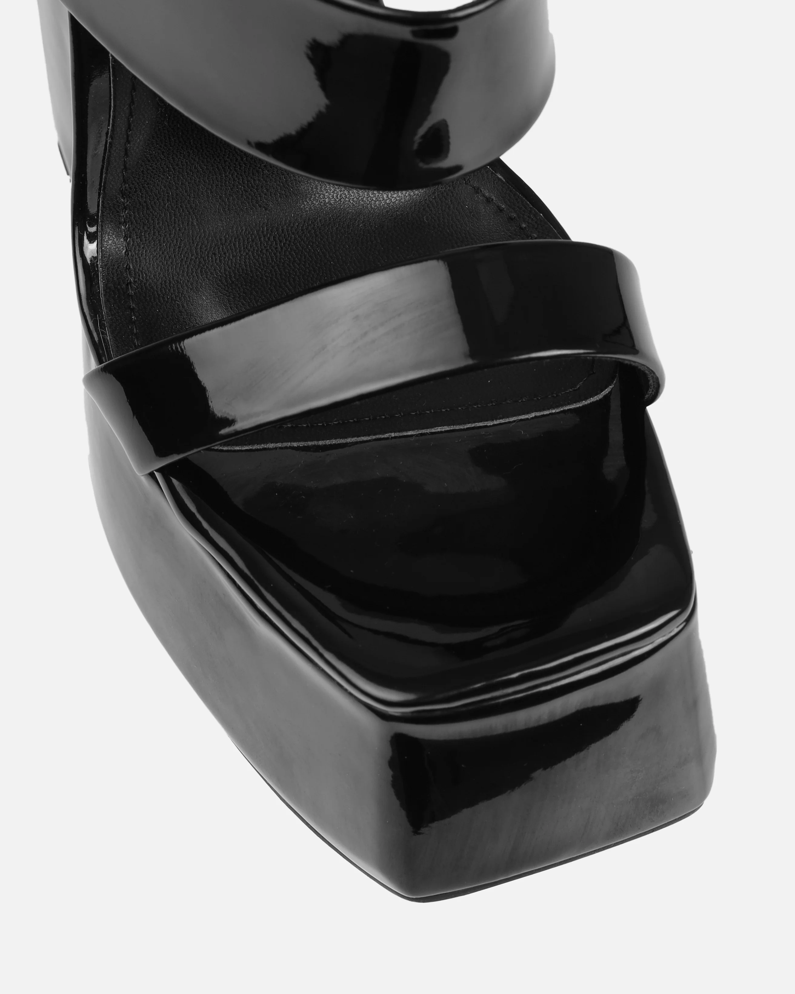 Nika Black Patent Platform Block Heel Mules - Image 4