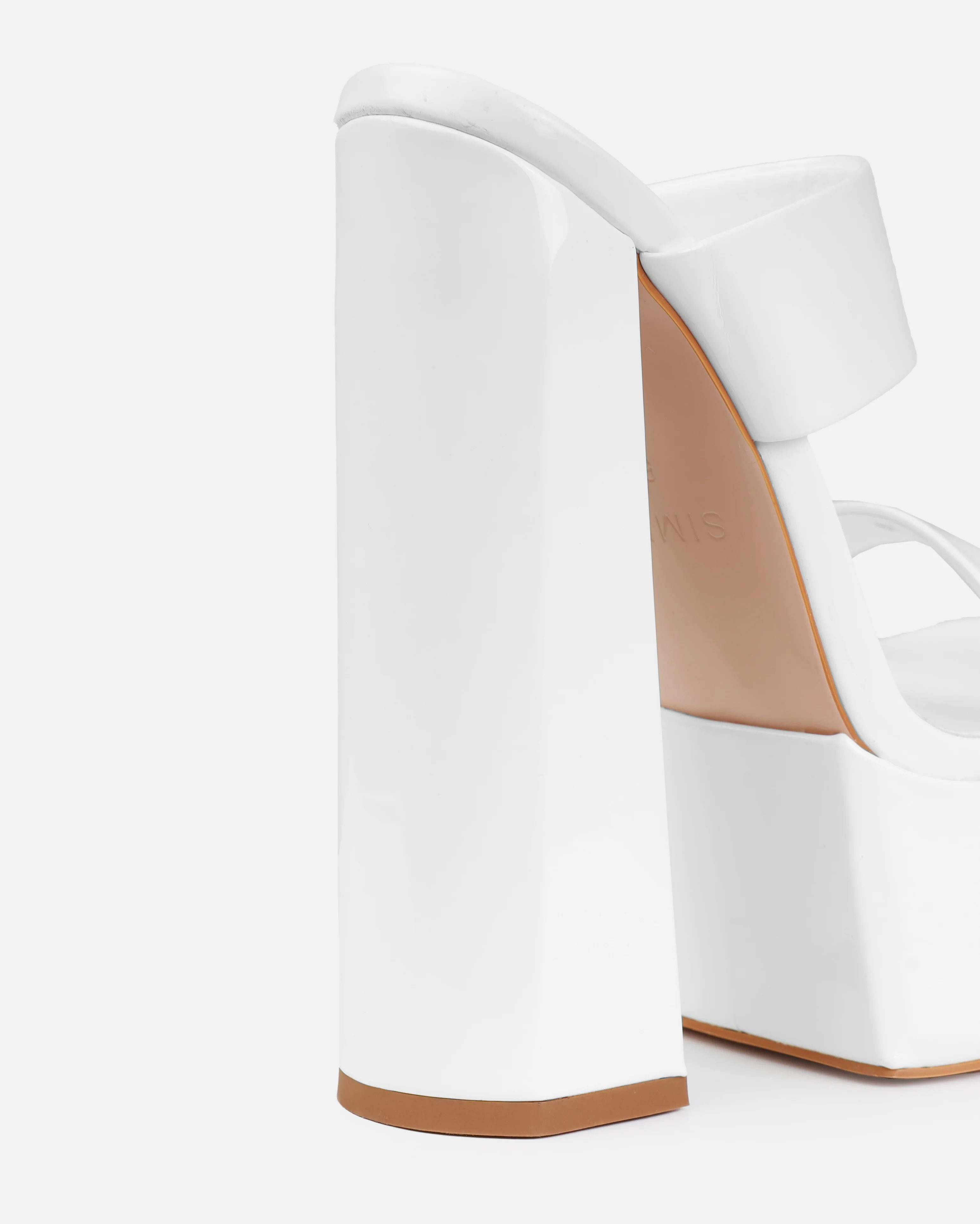 Nika White Patent Platform Block Heel Mules - Image 3
