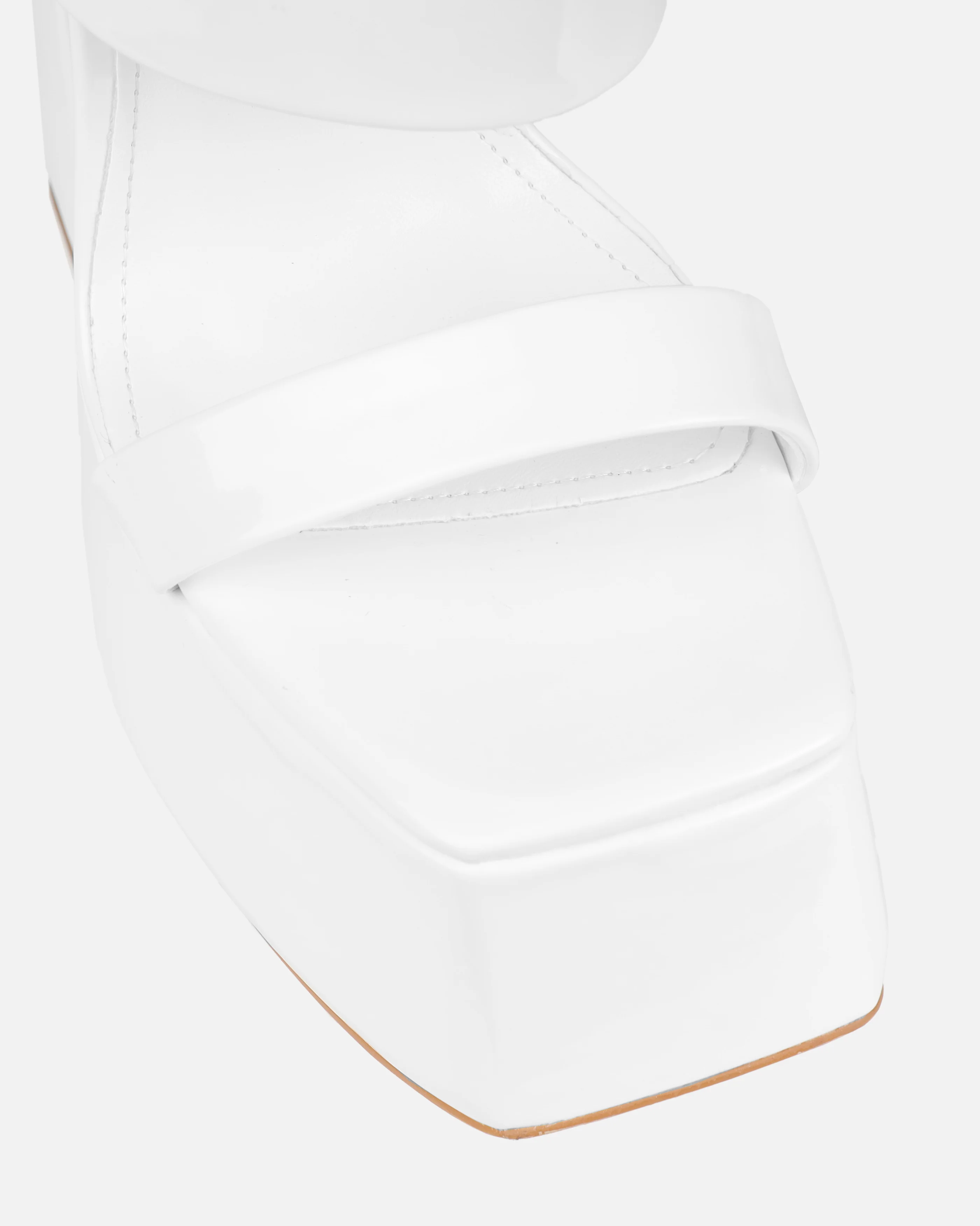Nika White Patent Platform Block Heel Mules - Image 4