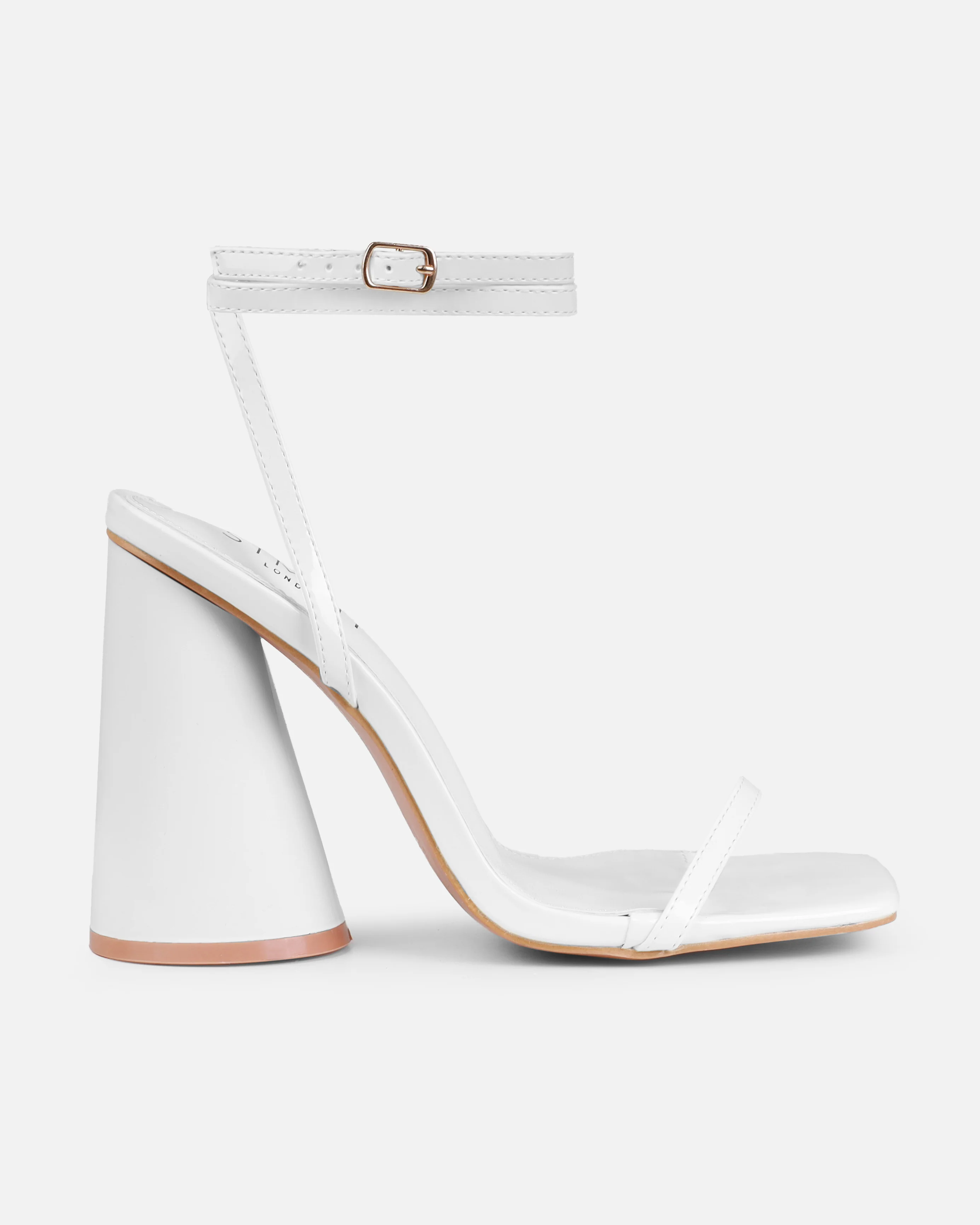 Nikitay White Round Block Strappy Heels - Image 2