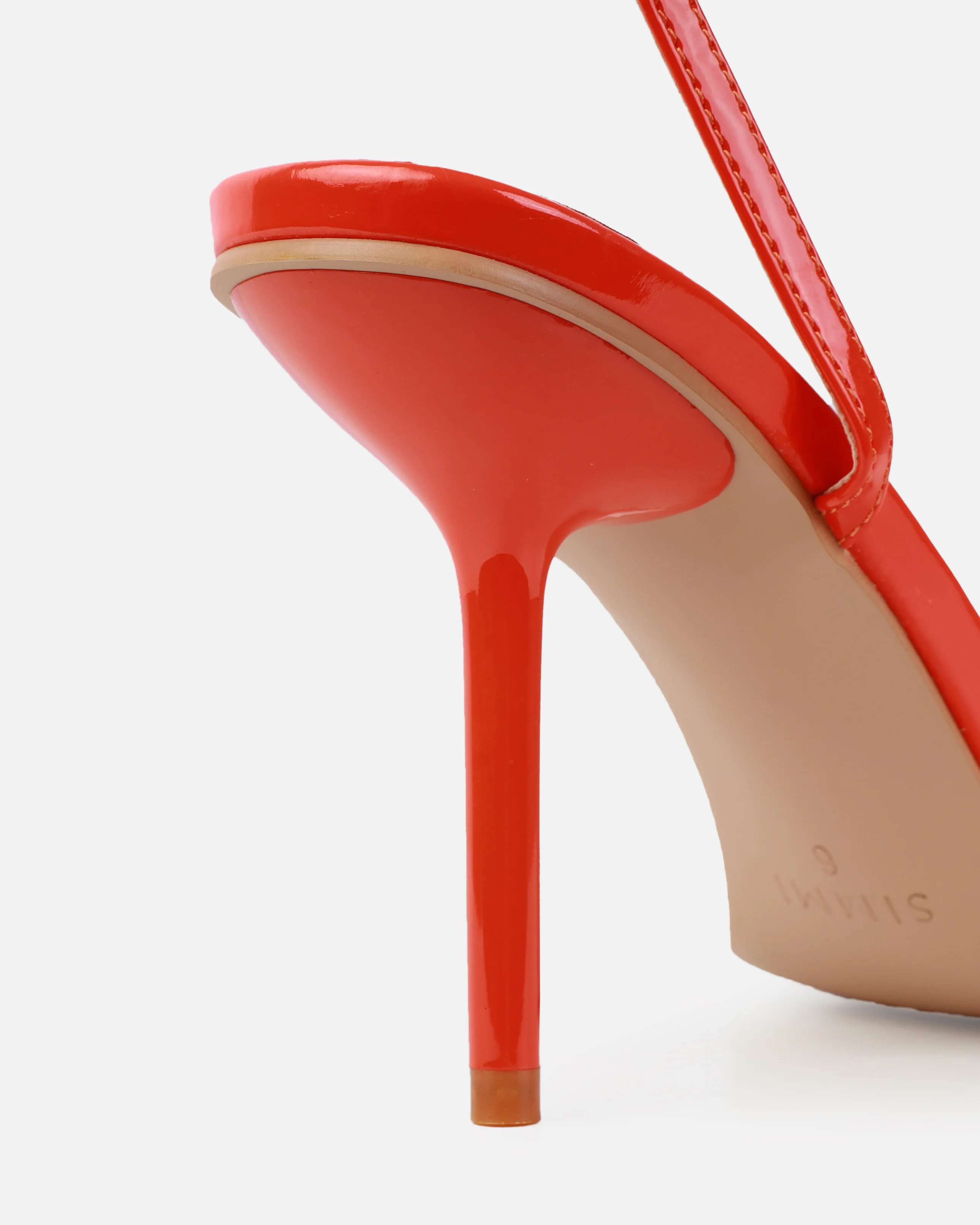 Niko Orange Patent Barely There Stiletto Heels - Image 3